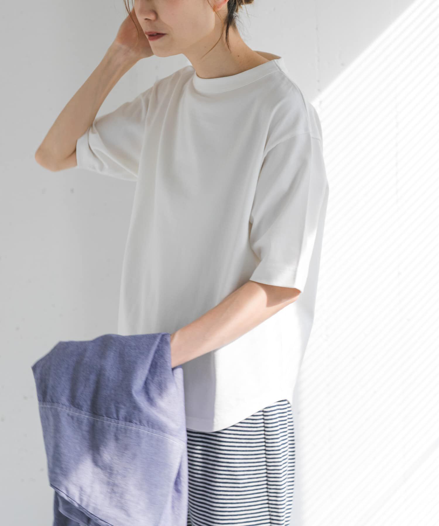 URBAN RESEARCH DOORS「FORK&SPOON　ボトルネックショートスリーブTシャツ」|Tシャツ・カットソー|オフホワイト