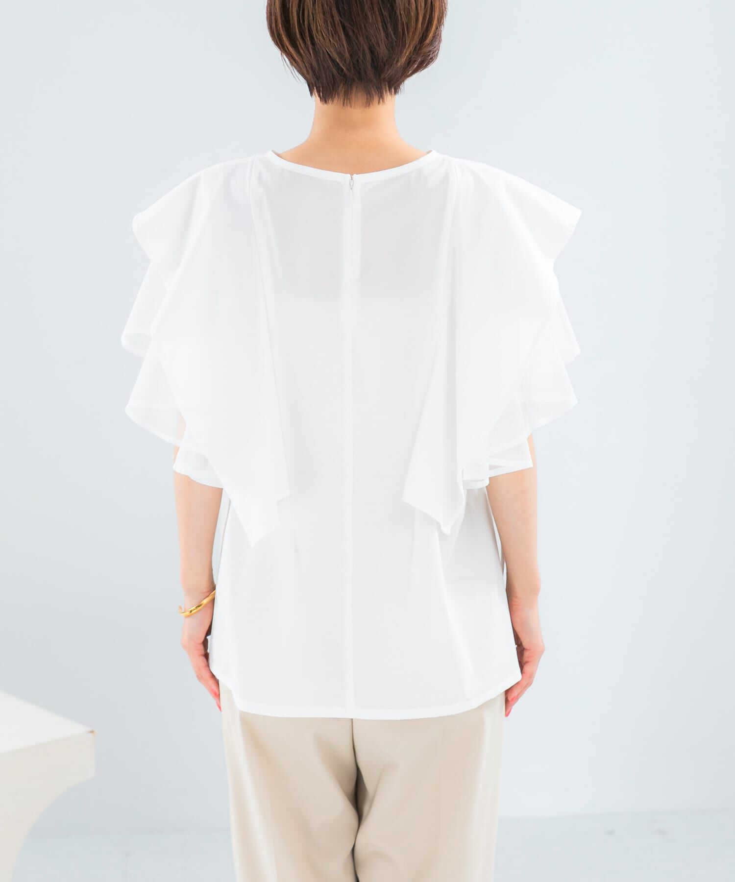 URBAN RESEARCH ROSSO「ELENDEEK　MESH LAYERED SLEEVE BLOUSE」|シャツ・ブラウス|