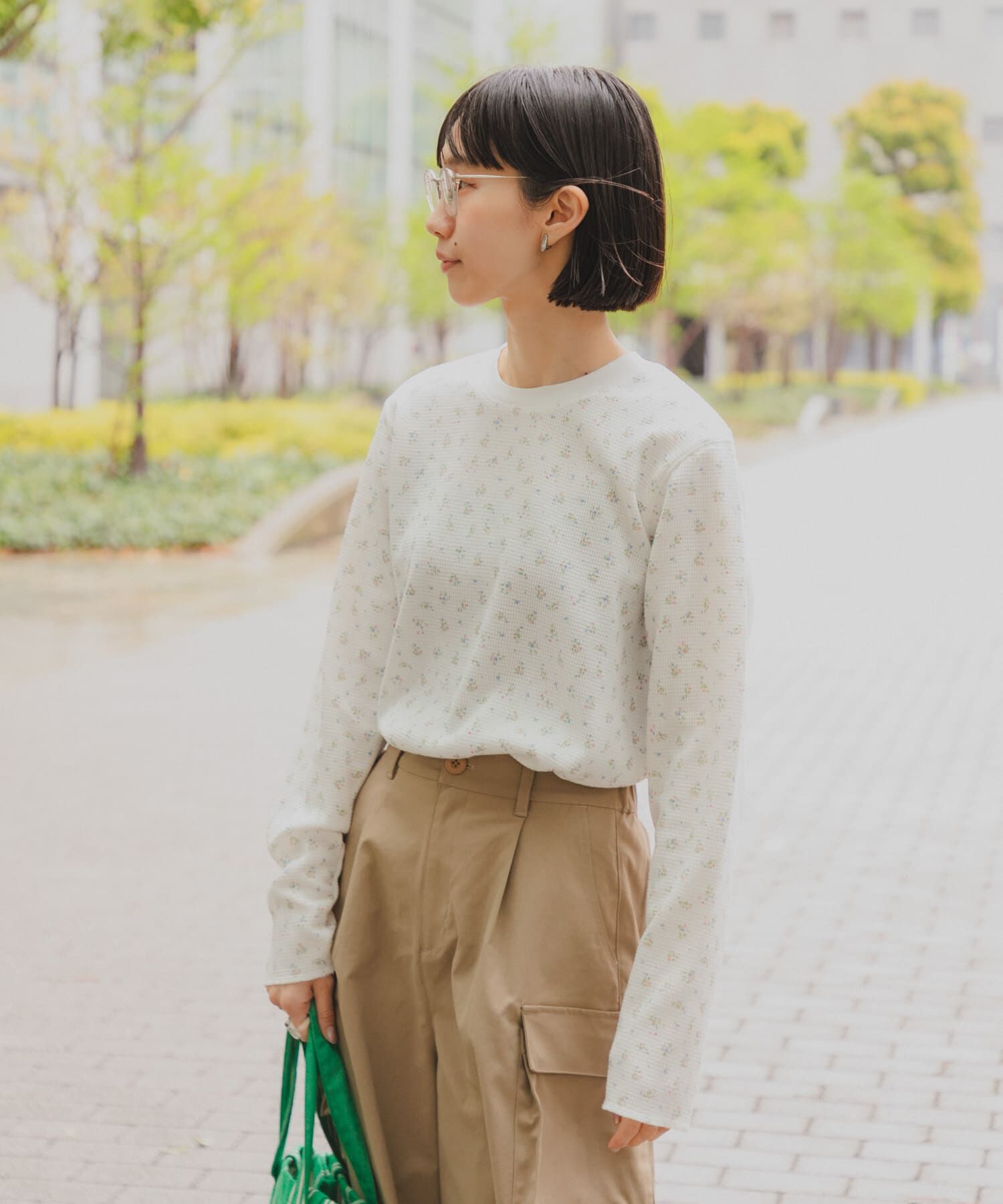 URBAN RESEARCH DOORS「『スタッフ企画』小花柄サーマルロングTシャツ」|Tシャツ・カットソー|