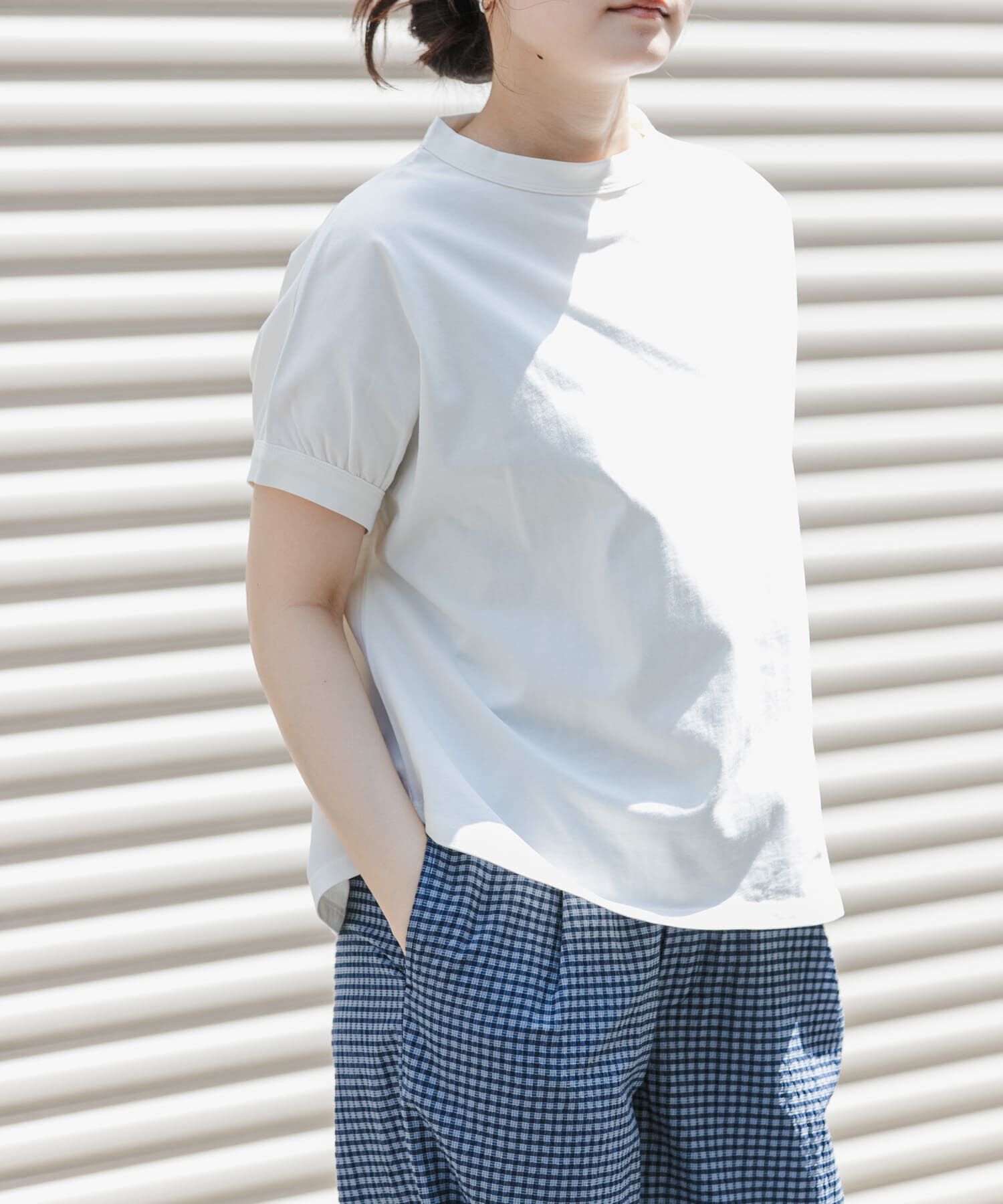 URBAN RESEARCH DOORS「FORK&SPOON　ボトルネックギャザースリーブTシャツ」|Tシャツ・カットソー|
