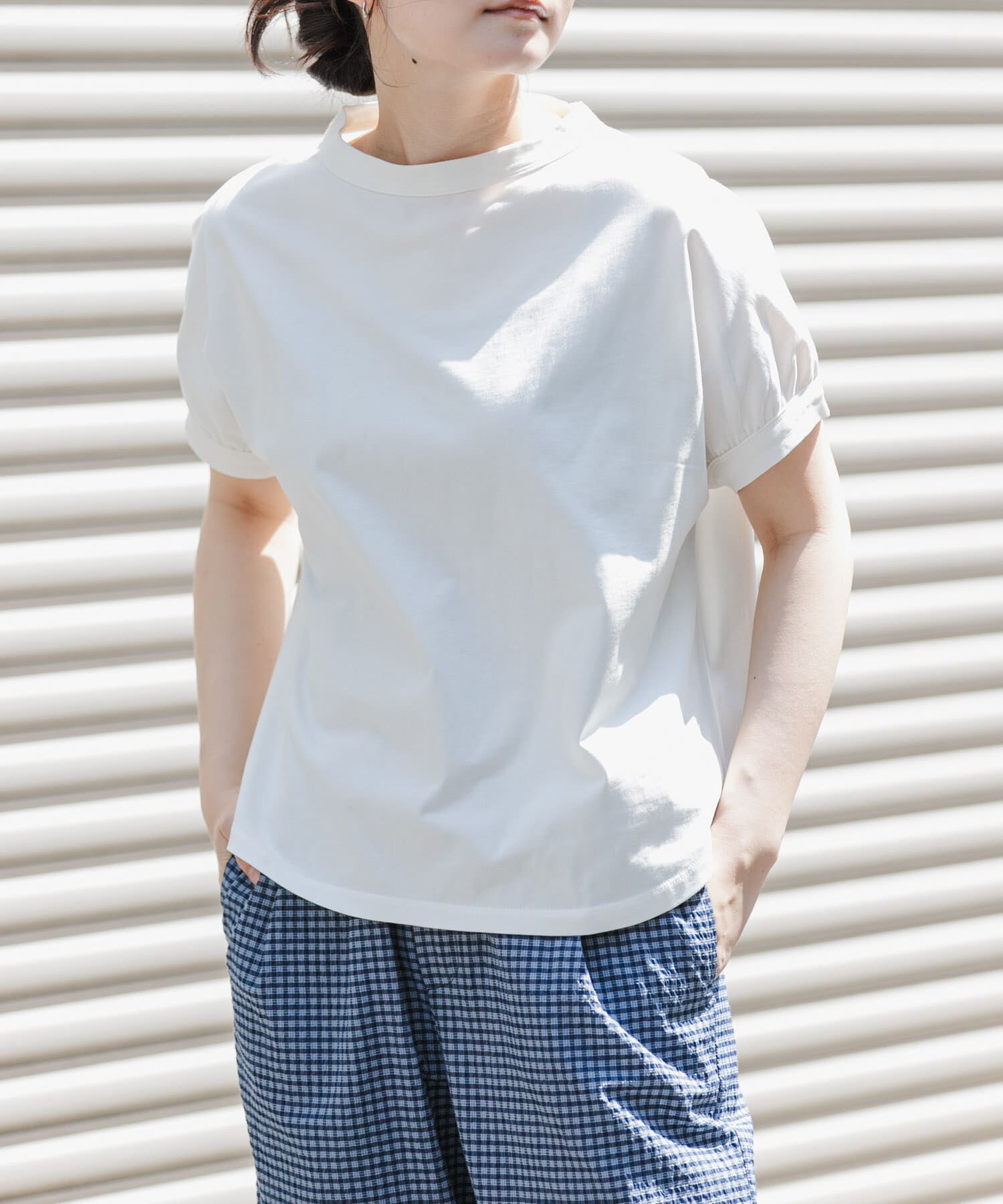 URBAN RESEARCH DOORS「FORK&SPOON　ボトルネックギャザースリーブTシャツ」|Tシャツ・カットソー|
