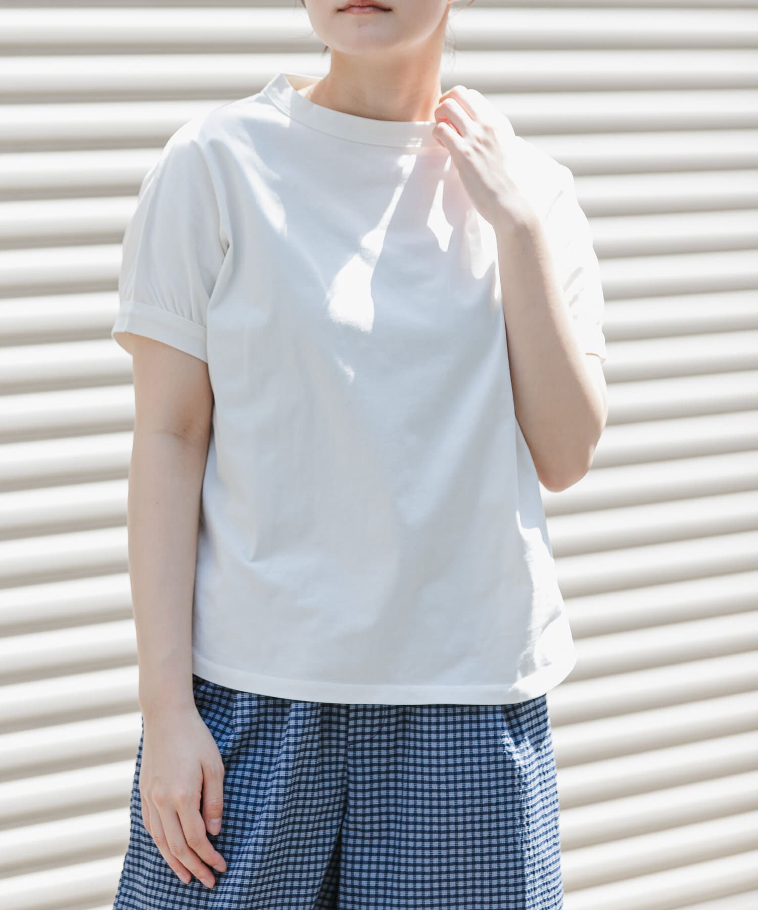 URBAN RESEARCH DOORS「FORK&SPOON　ボトルネックギャザースリーブTシャツ」|Tシャツ・カットソー|