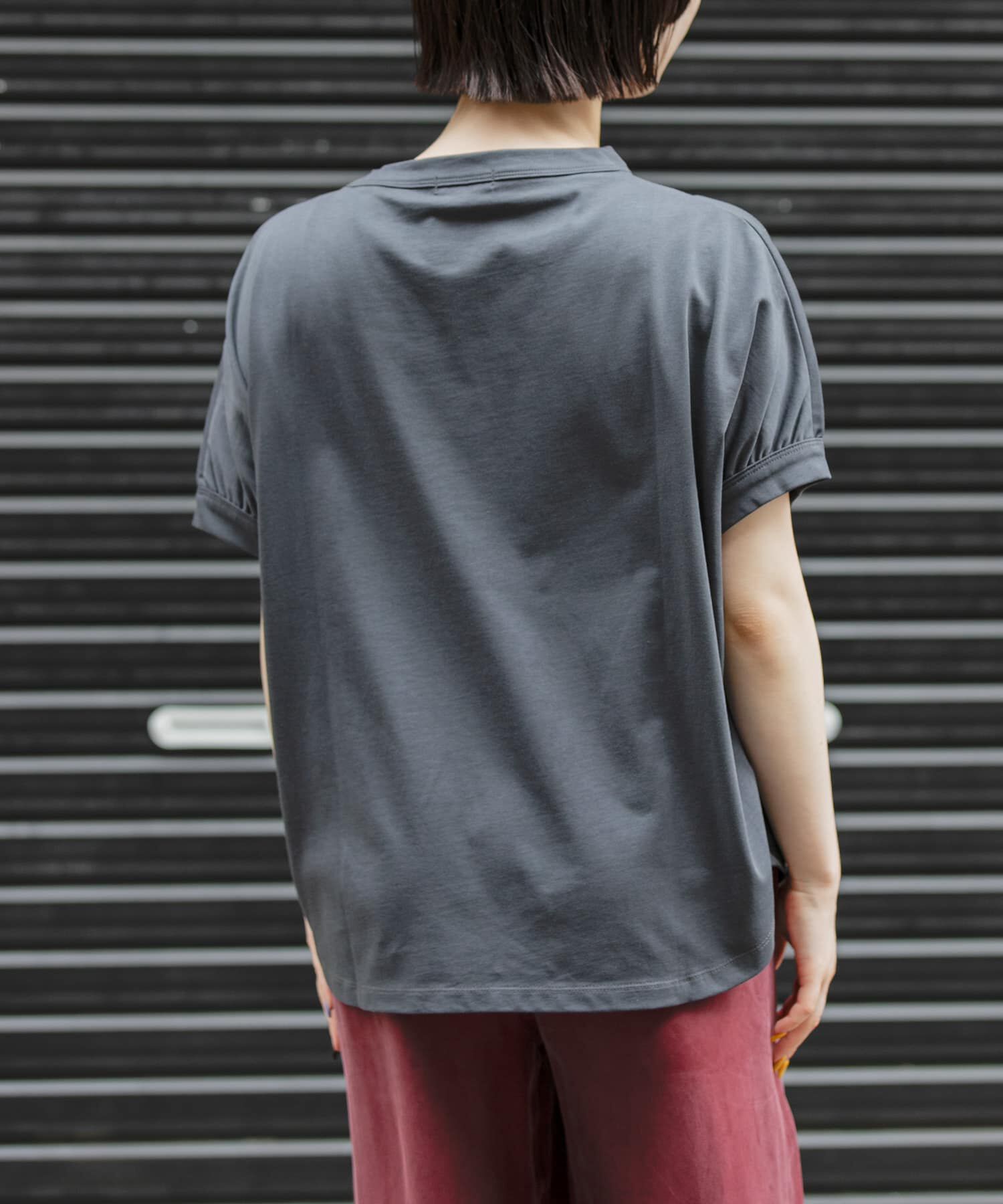 URBAN RESEARCH DOORS「FORK&SPOON　ボトルネックギャザースリーブTシャツ」|Tシャツ・カットソー|