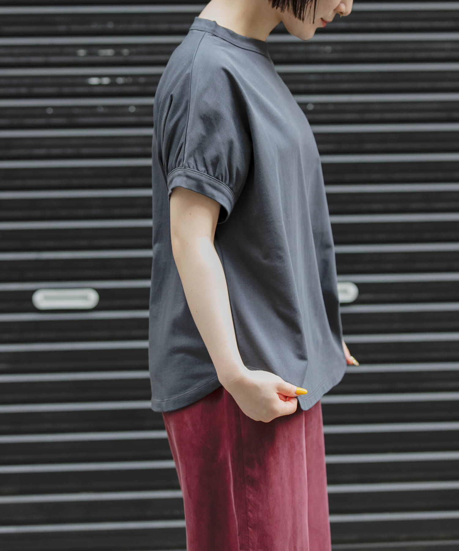 URBAN RESEARCH DOORS「FORK&SPOON　ボトルネックギャザースリーブTシャツ」|Tシャツ・カットソー|