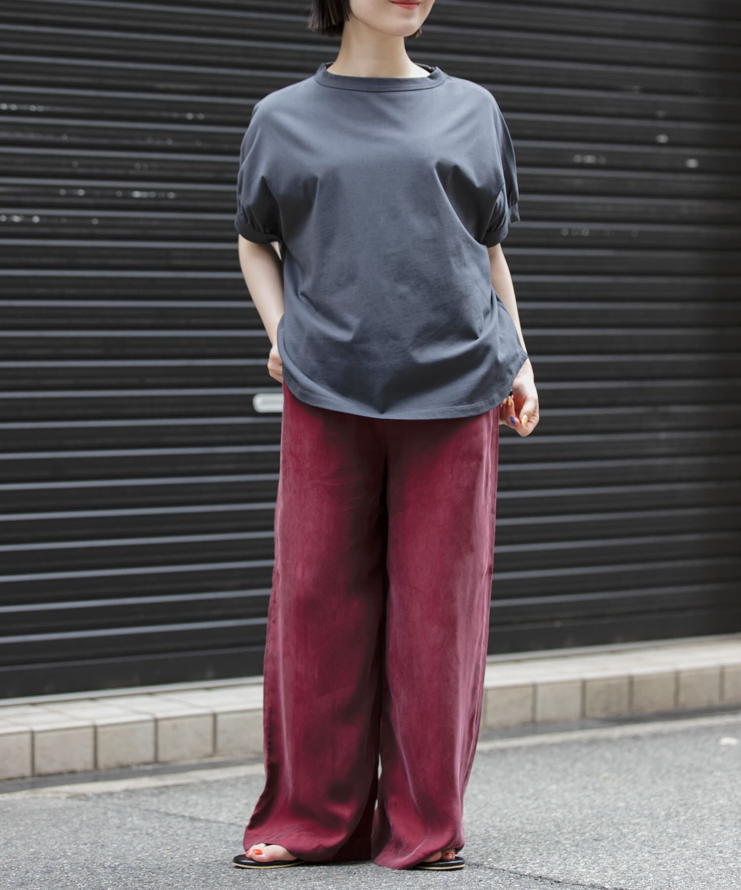 URBAN RESEARCH DOORS「FORK&SPOON　ボトルネックギャザースリーブTシャツ」|Tシャツ・カットソー|