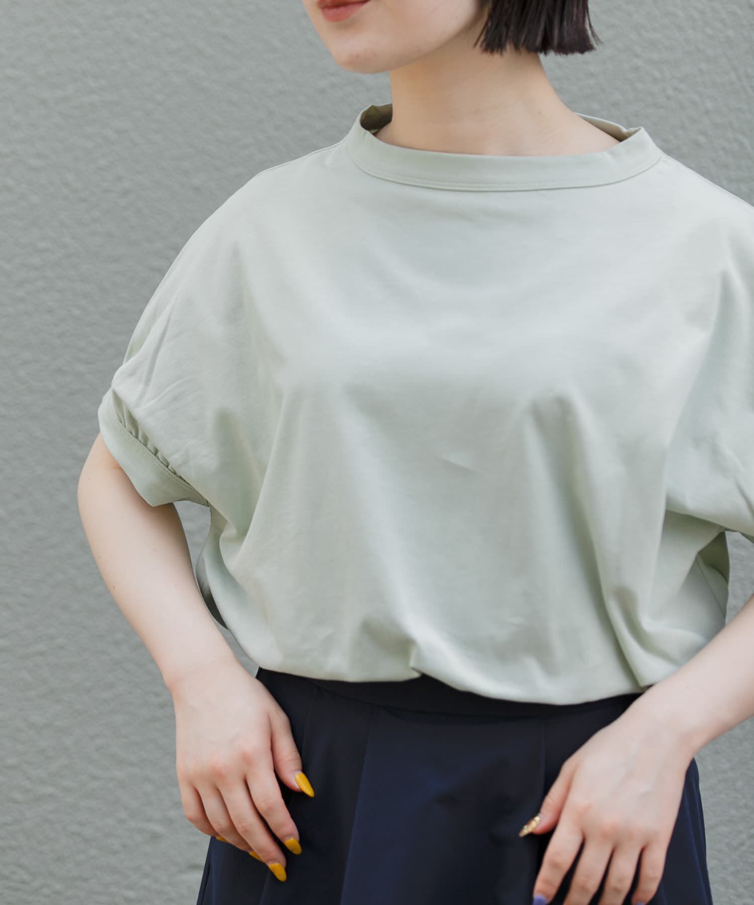 URBAN RESEARCH DOORS「FORK&SPOON　ボトルネックギャザースリーブTシャツ」|Tシャツ・カットソー|ミント