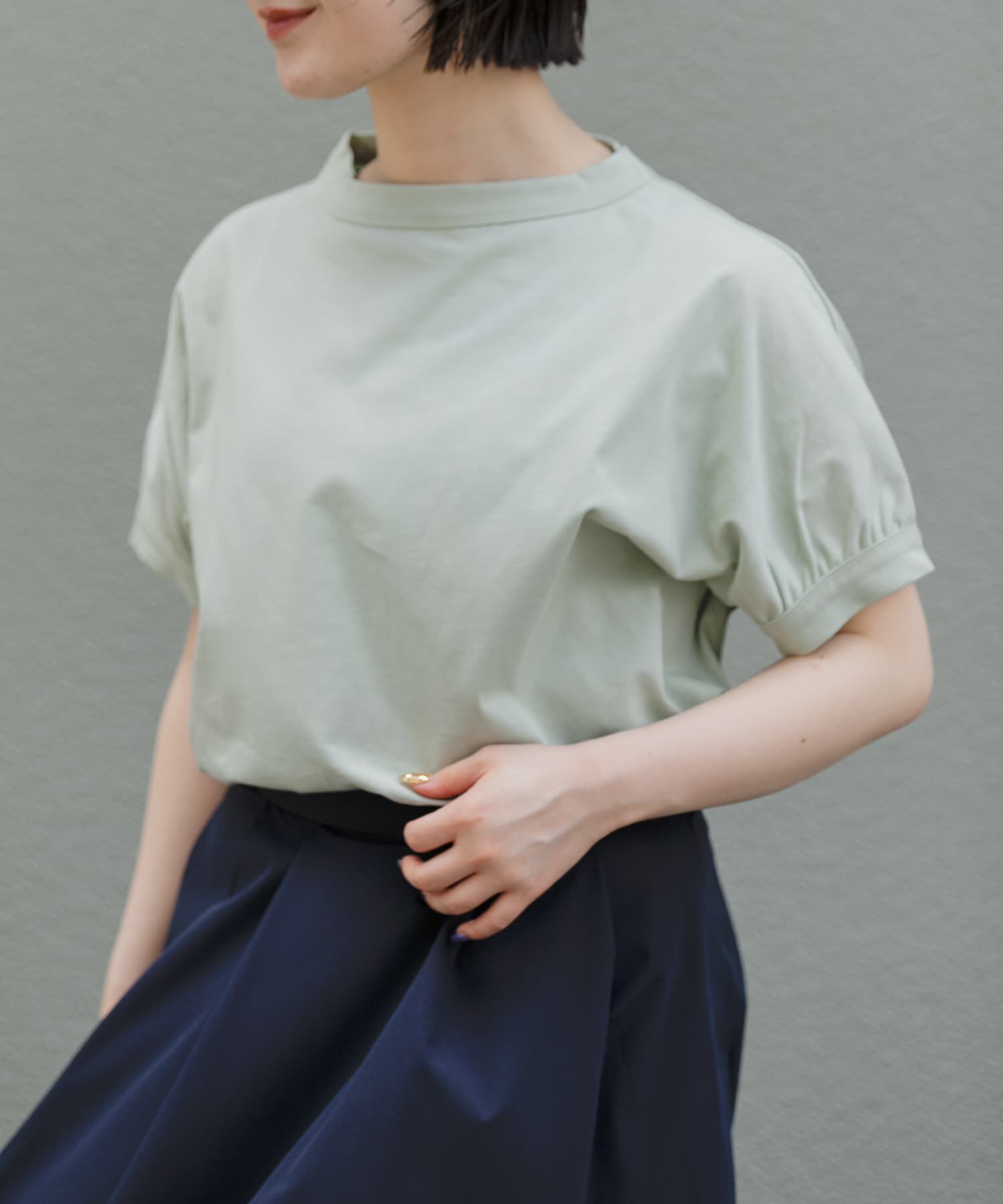 URBAN RESEARCH DOORS「FORK&SPOON　ボトルネックギャザースリーブTシャツ」|Tシャツ・カットソー|