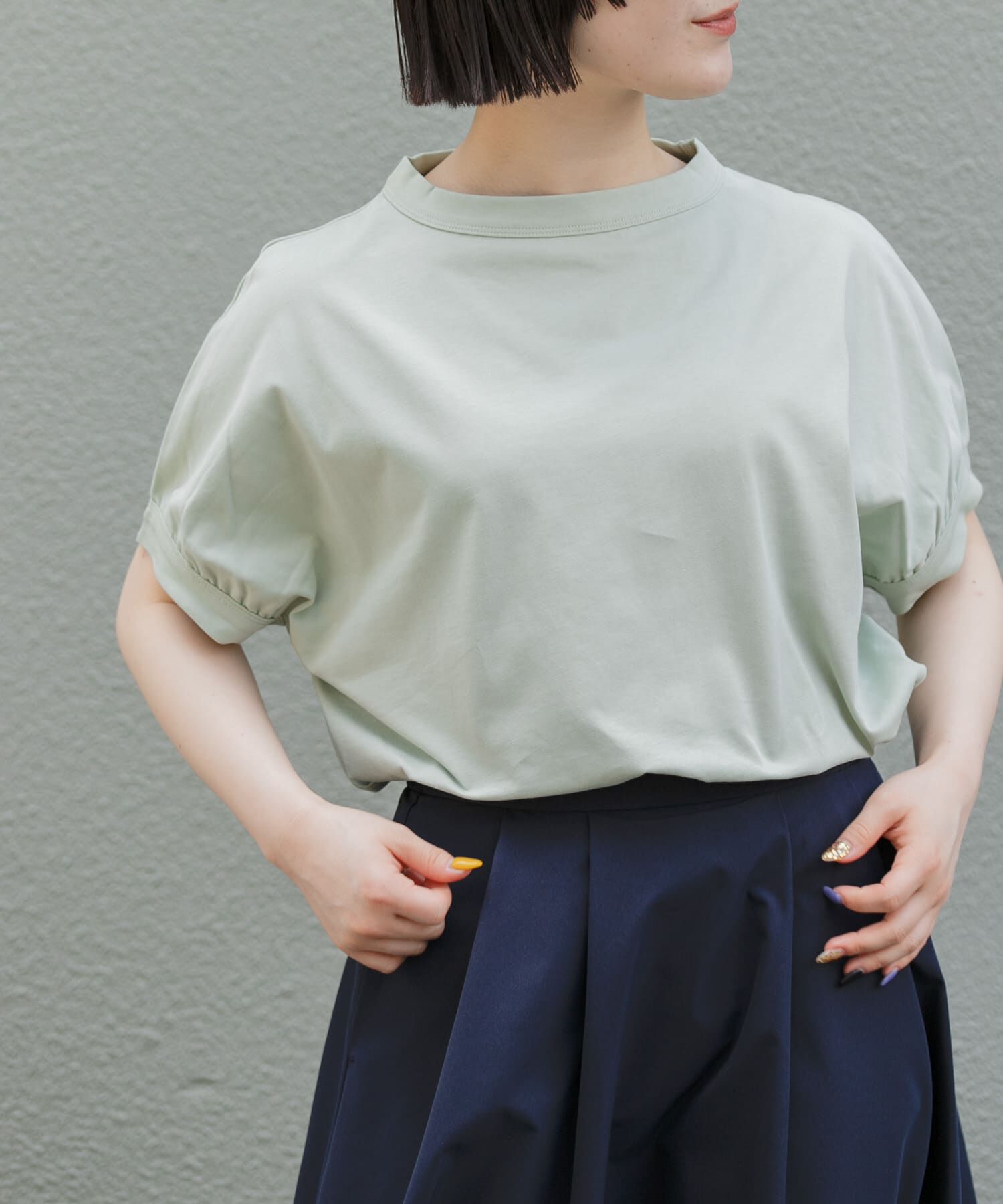 URBAN RESEARCH DOORS「FORK&SPOON　ボトルネックギャザースリーブTシャツ」|Tシャツ・カットソー|