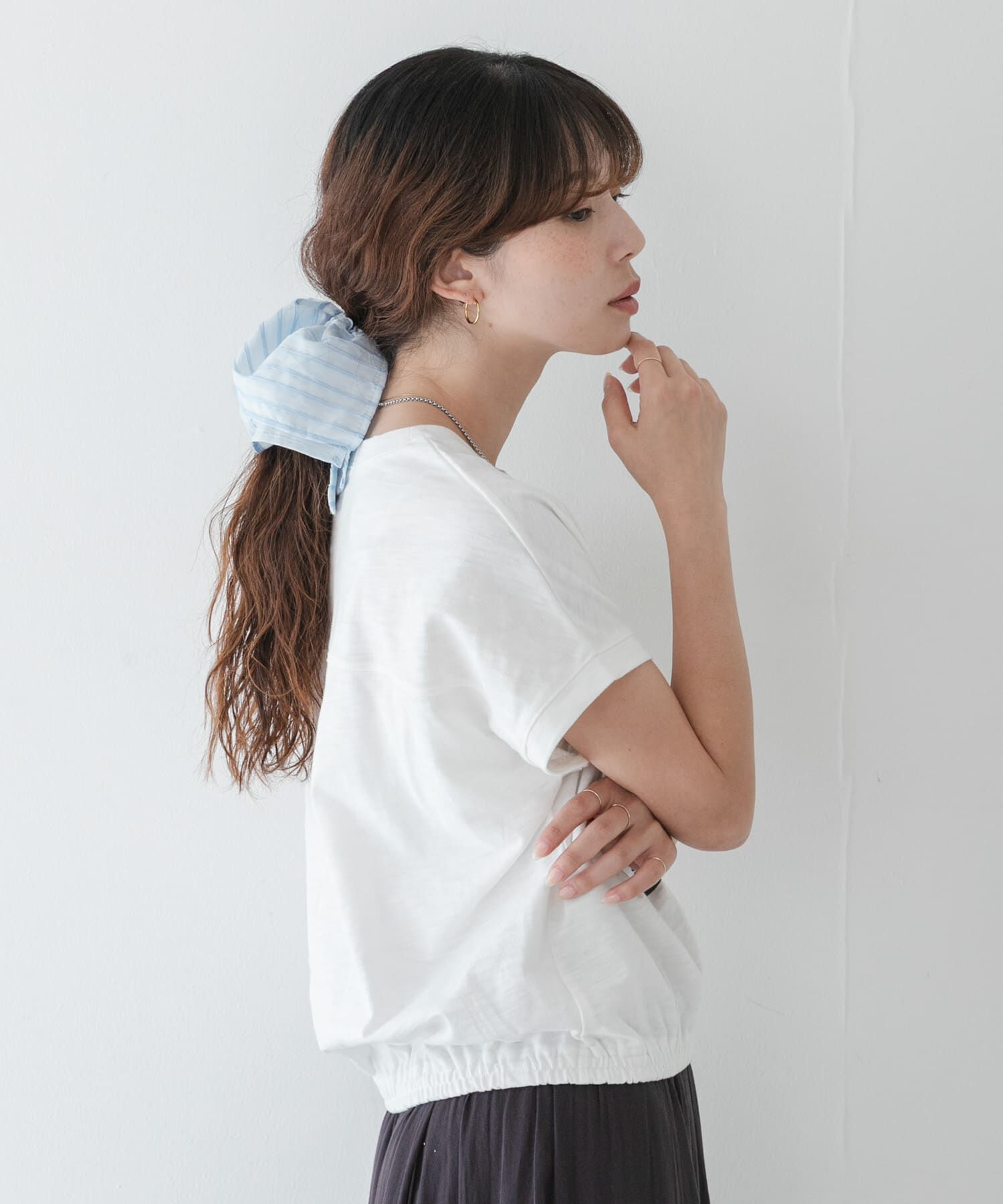Sonny Label 「ボーダーボリュームシュシュ」|ヘアゴム・シュシュ|