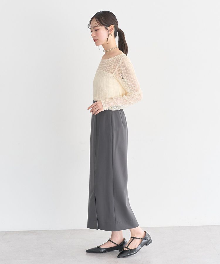 earth music&ecology「レースドッキングボートネックプルオーバー」|Tシャツ・カットソー|