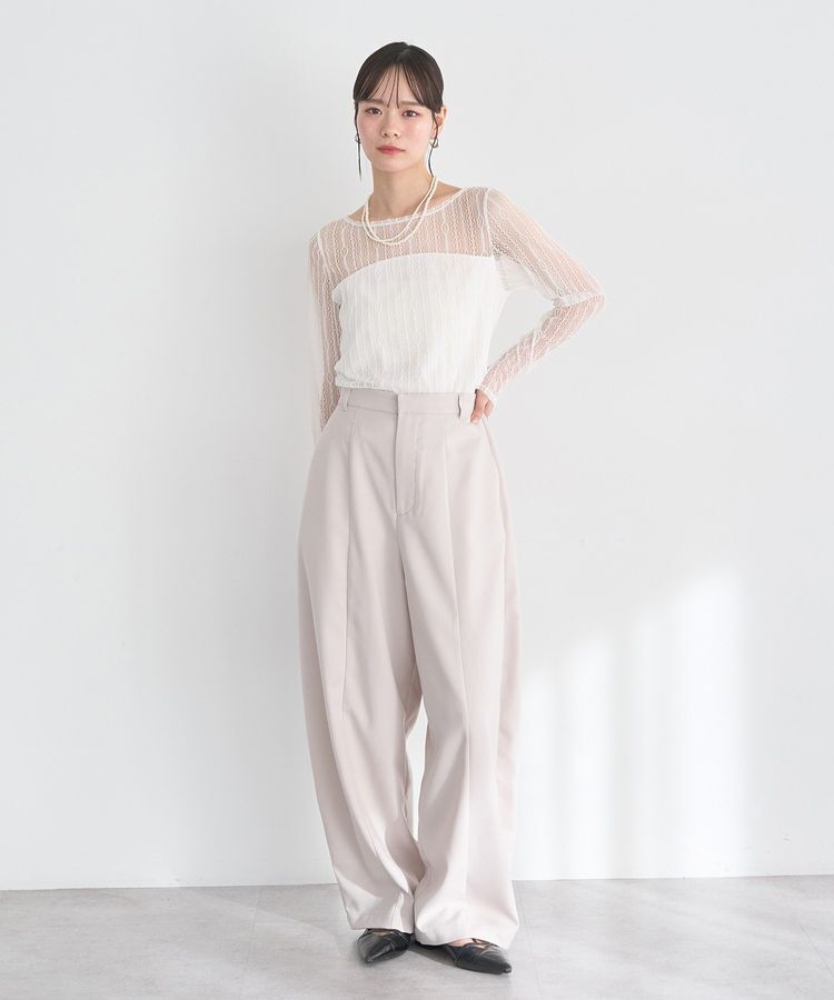 earth music&ecology「レースドッキングボートネックプルオーバー」|Tシャツ・カットソー|