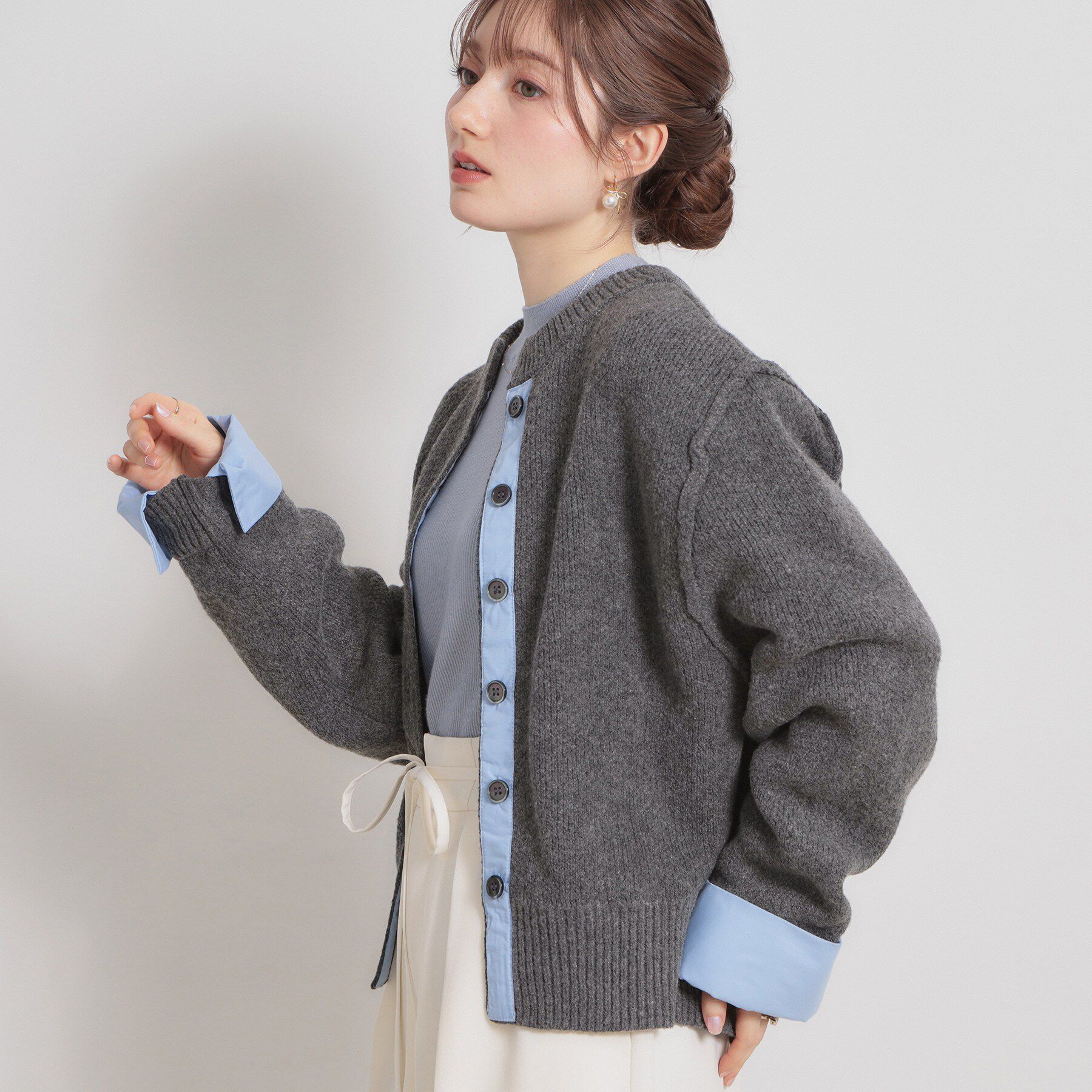 Couture broach「シャツレイヤード風カーディガン」|カーディガン|
