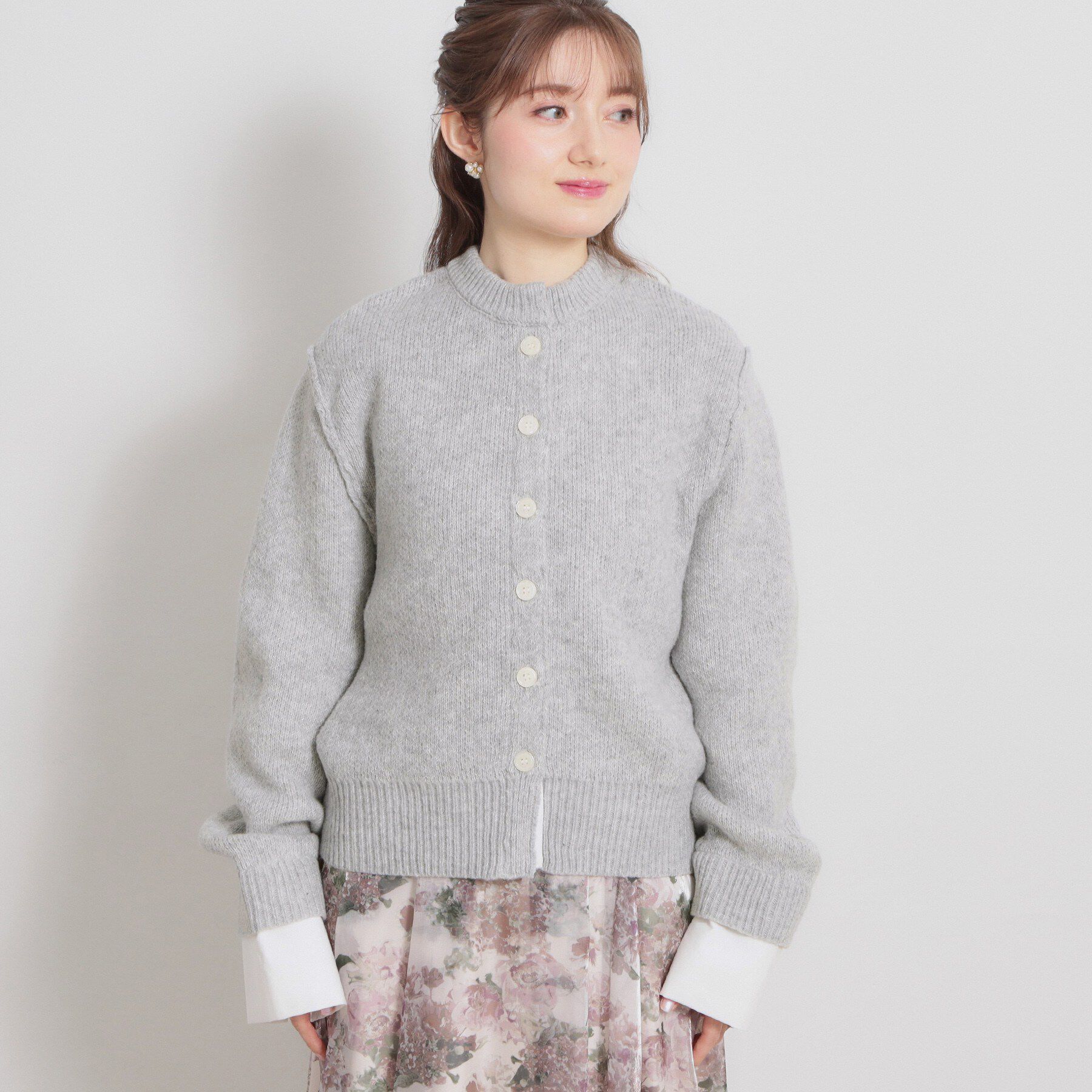 Couture broach「シャツレイヤード風カーディガン」|カーディガン|