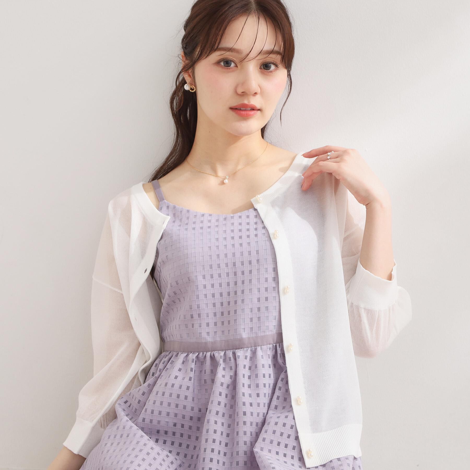 Couture broach「【前後2WAY・洗える】愛され5分袖カーディガン」|カーディガン|