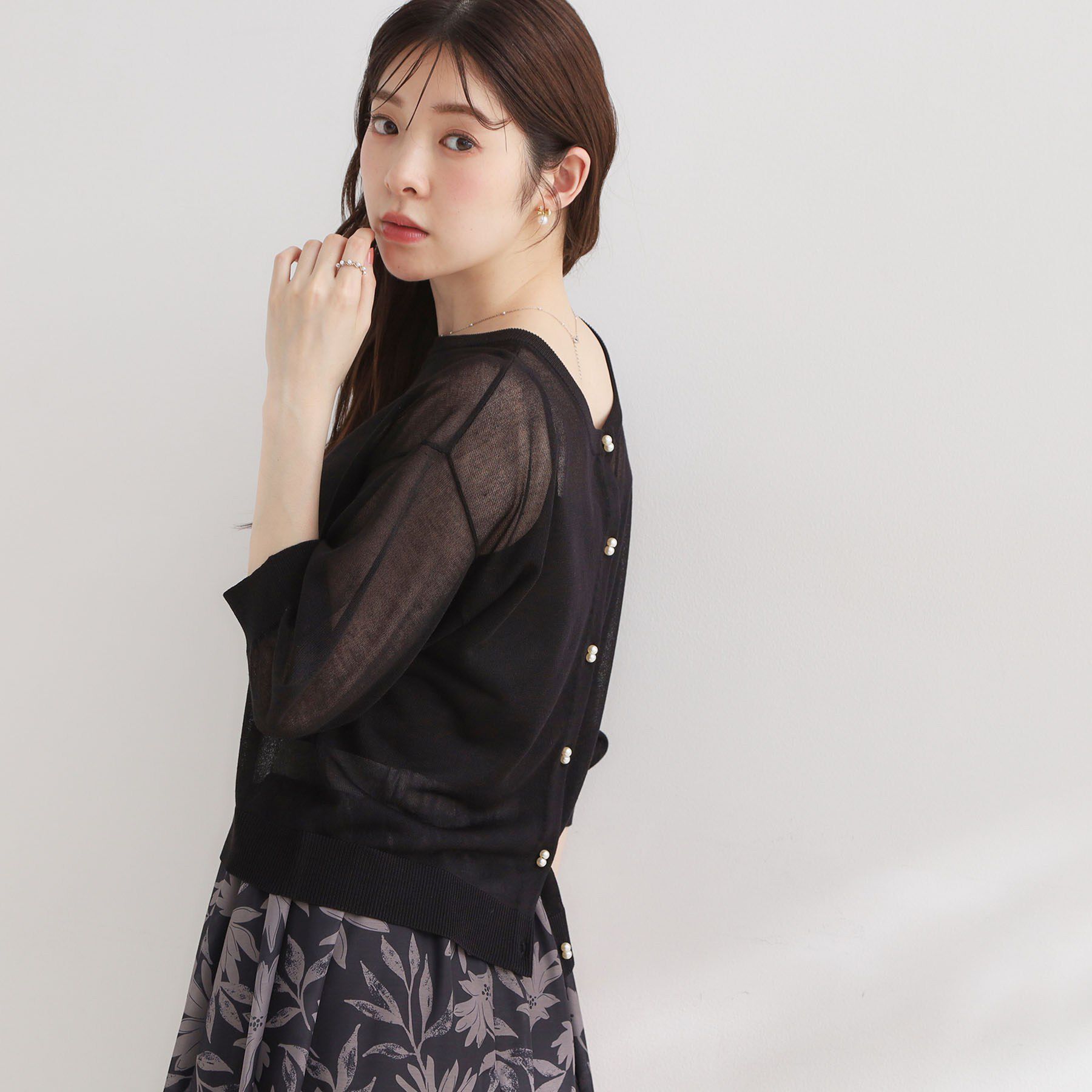 Couture broach「【前後2WAY・洗える】愛され5分袖カーディガン」|カーディガン|