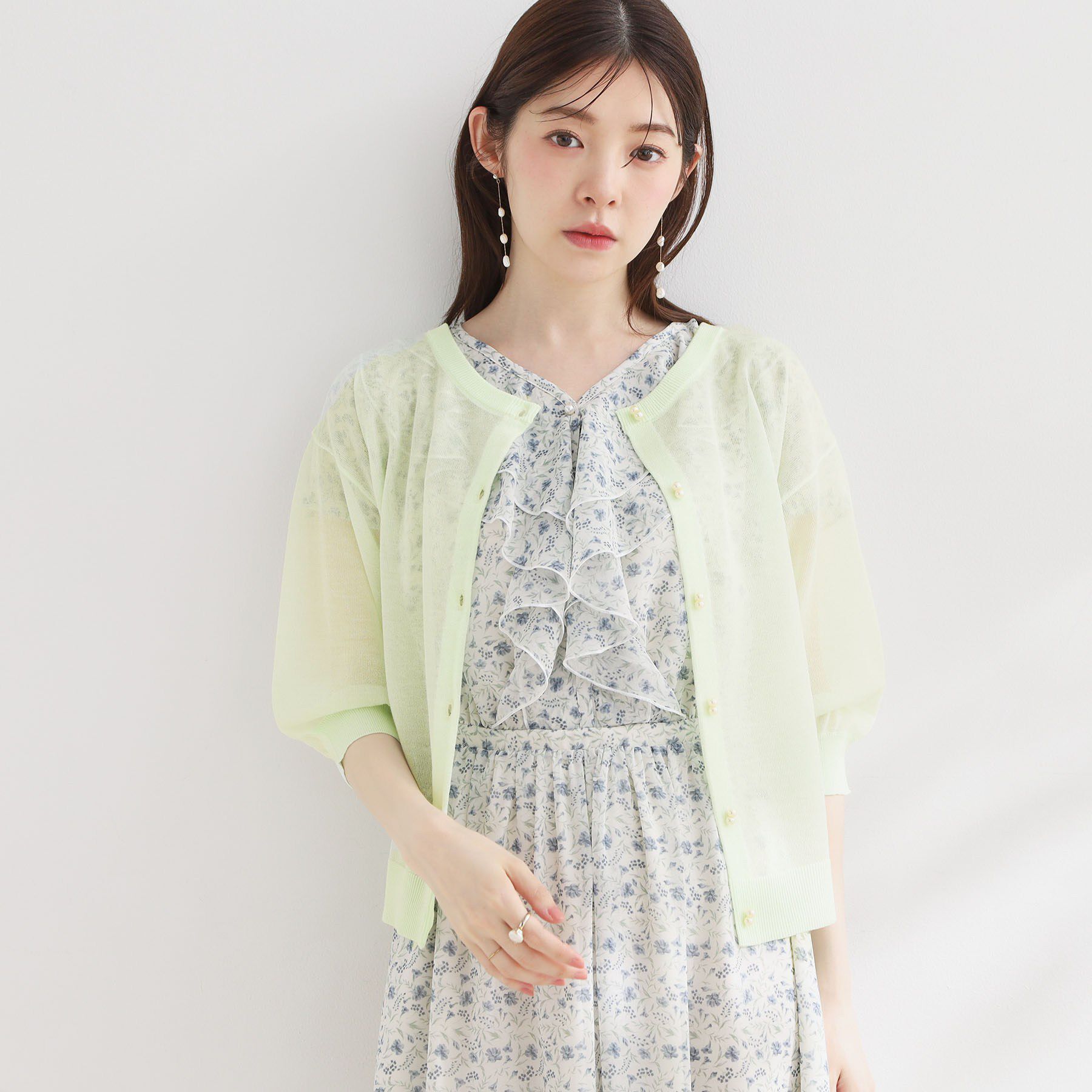Couture broach「【前後2WAY・洗える】愛され5分袖カーディガン」|カーディガン|