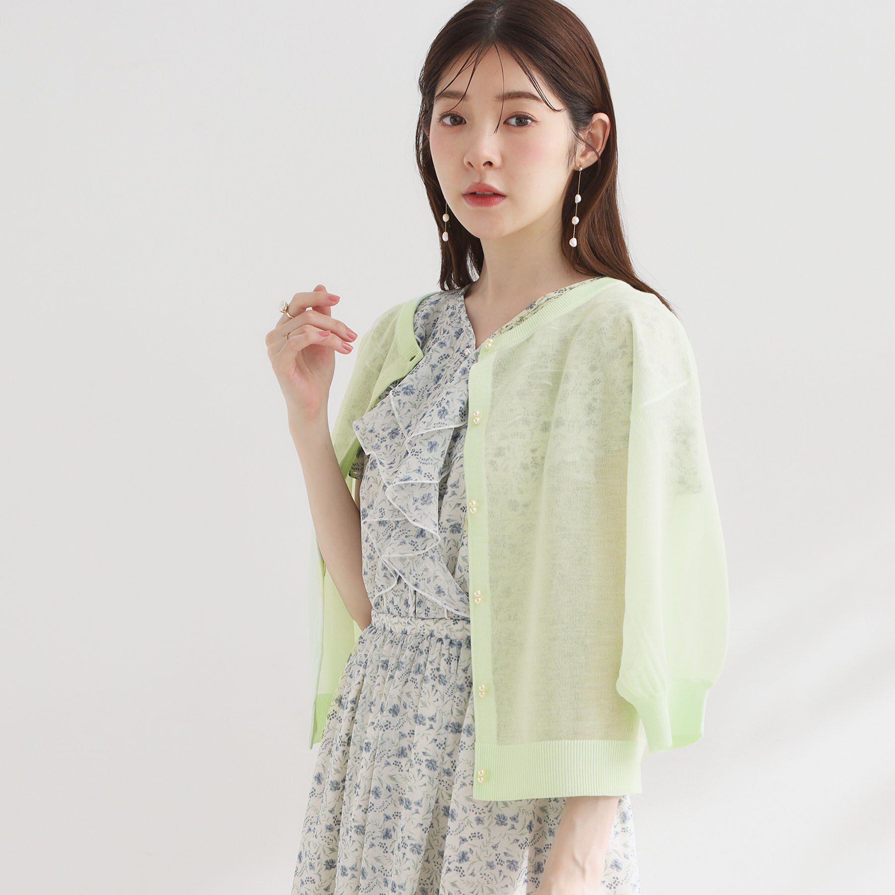 Couture broach「【前後2WAY・洗える】愛され5分袖カーディガン」|カーディガン|