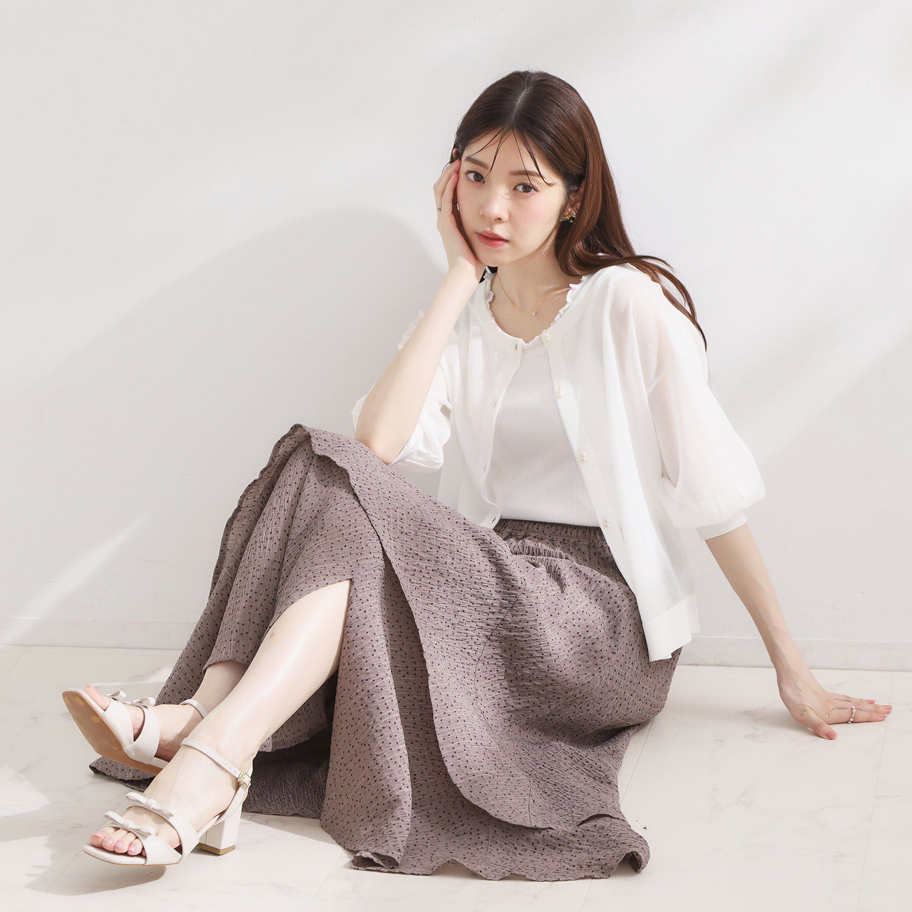 Couture broach「【前後2WAY・洗える】愛され5分袖カーディガン」|カーディガン|
