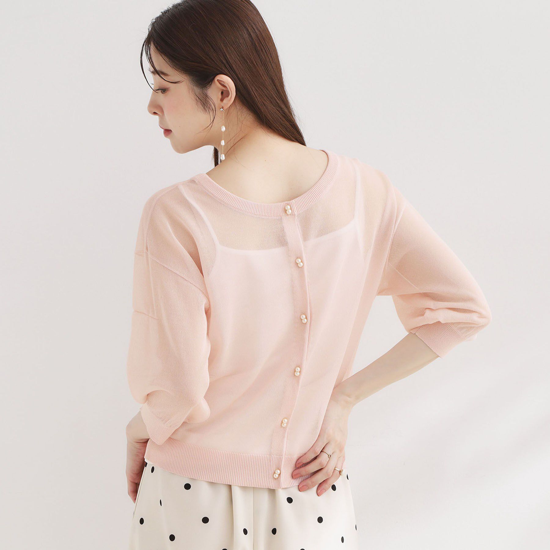 Couture broach「【前後2WAY・洗える】愛され5分袖カーディガン」|カーディガン|