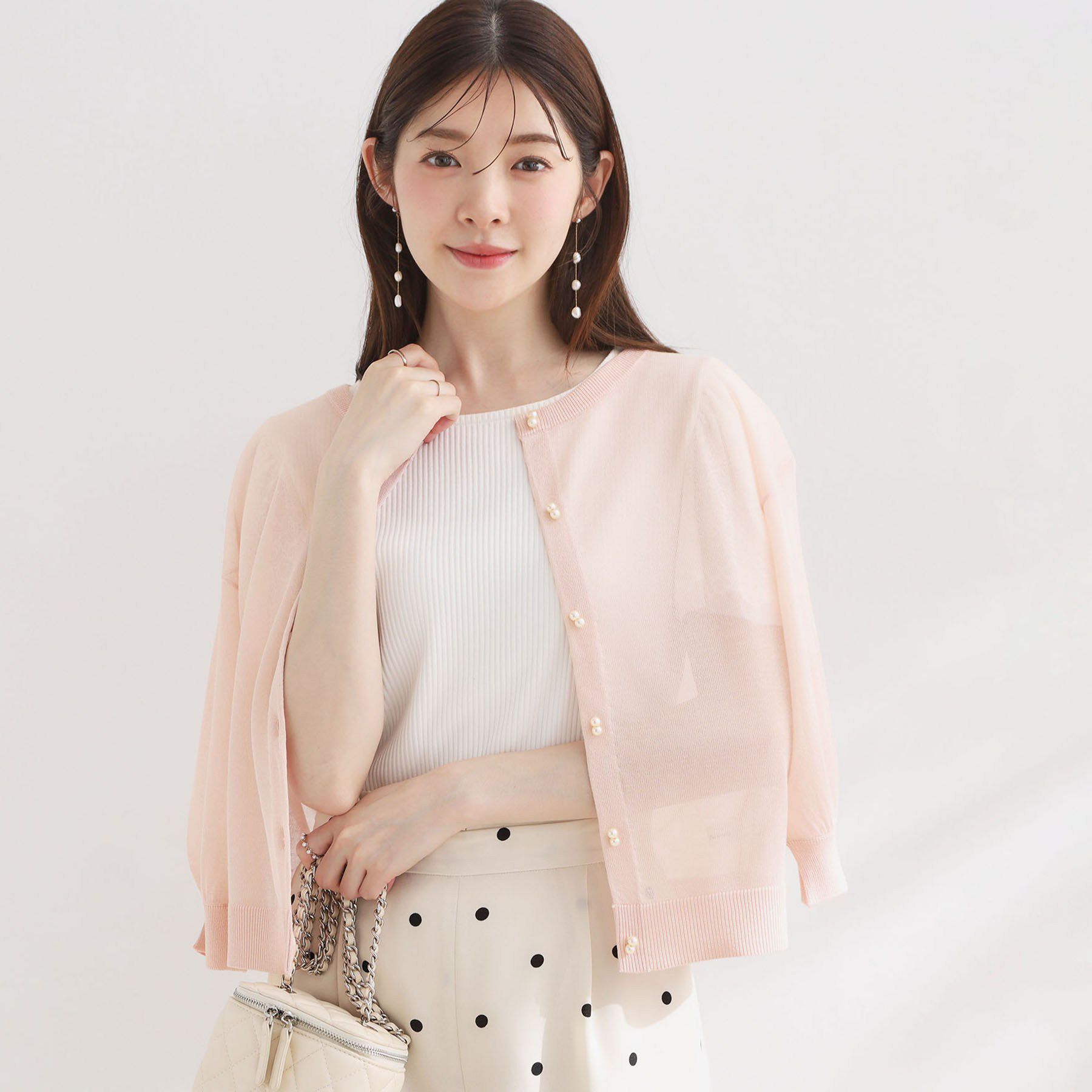 Couture broach「【前後2WAY・洗える】愛され5分袖カーディガン」|カーディガン|