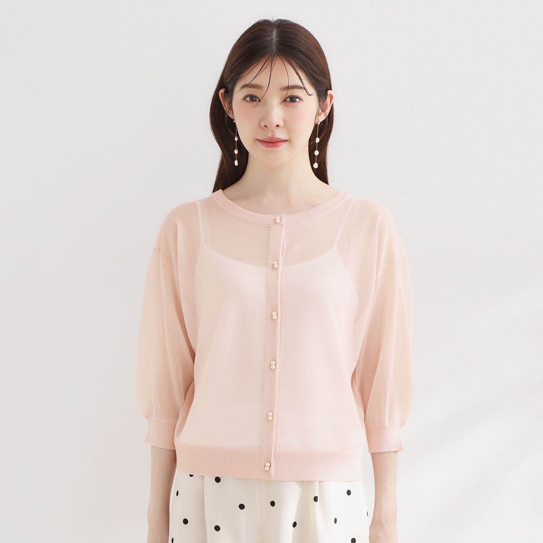 Couture broach「【前後2WAY・洗える】愛され5分袖カーディガン」|カーディガン|
