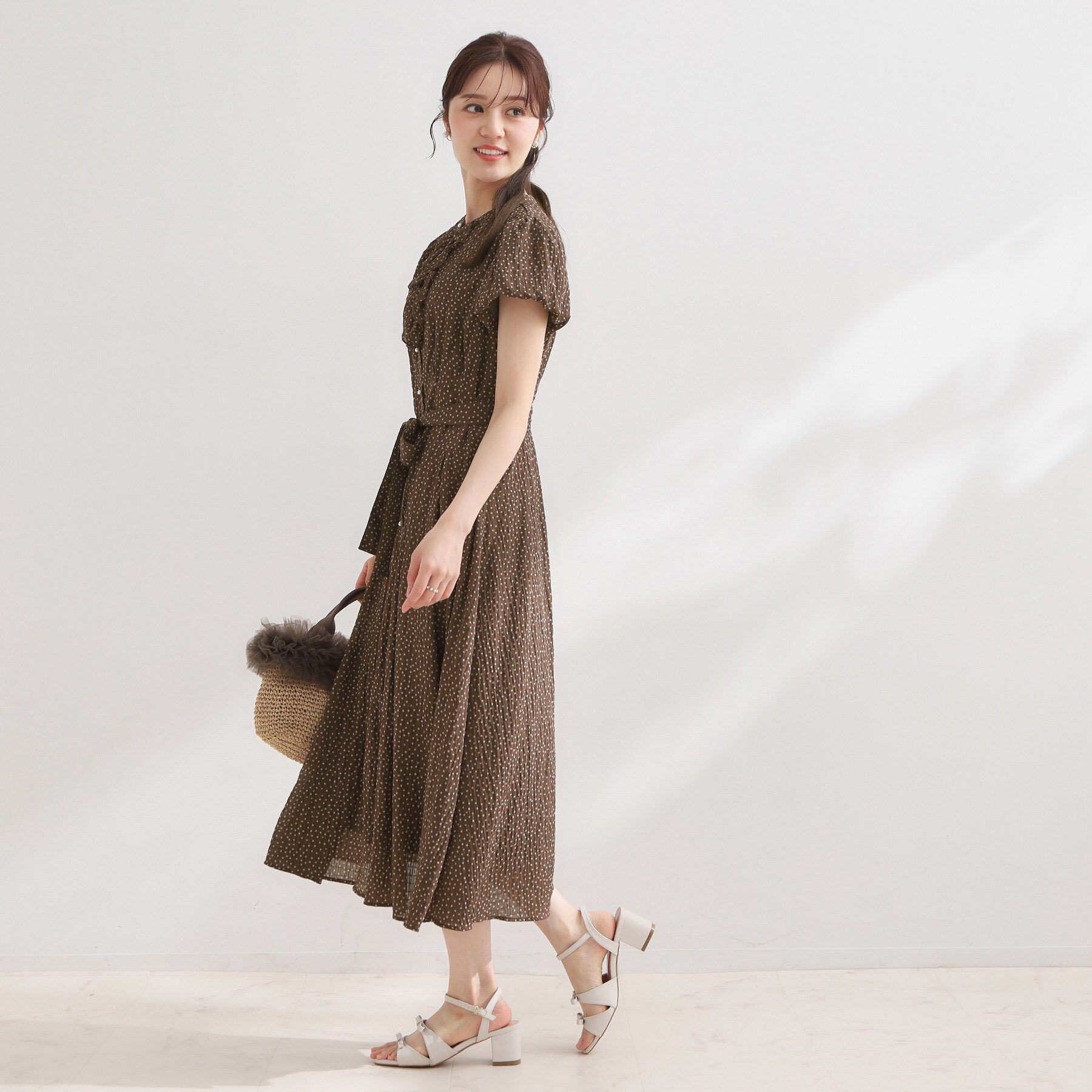 Couture broach「フロントフリルドットワンピース」|ワンピース|
