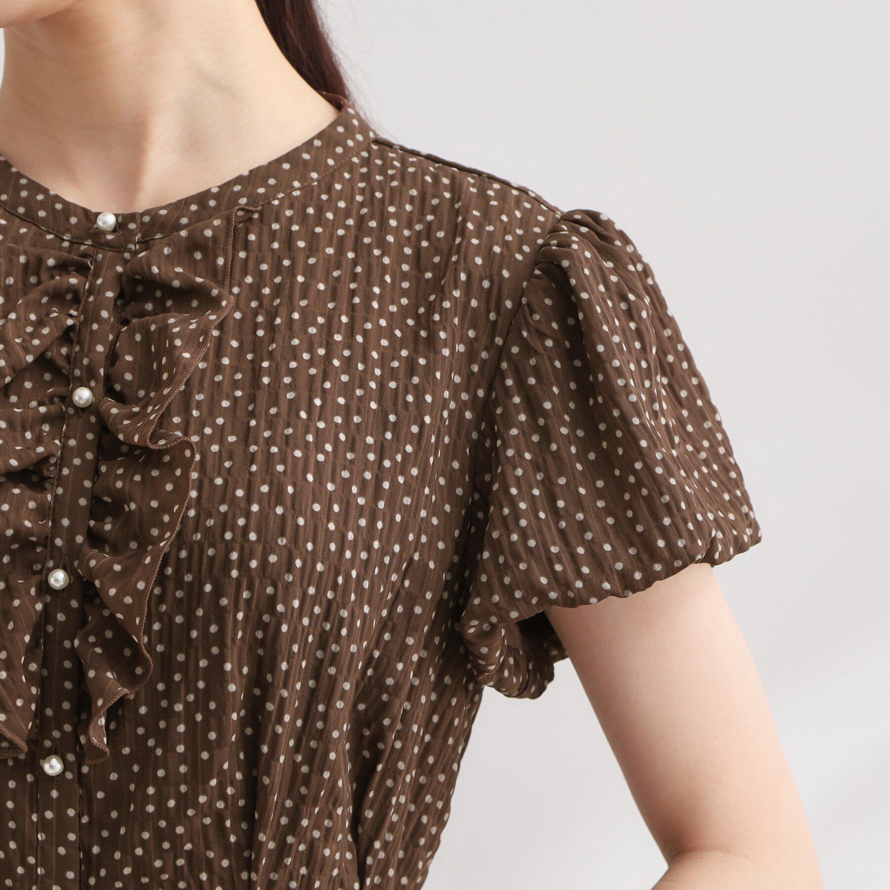 Couture broach「フロントフリルドットワンピース」|ワンピース|