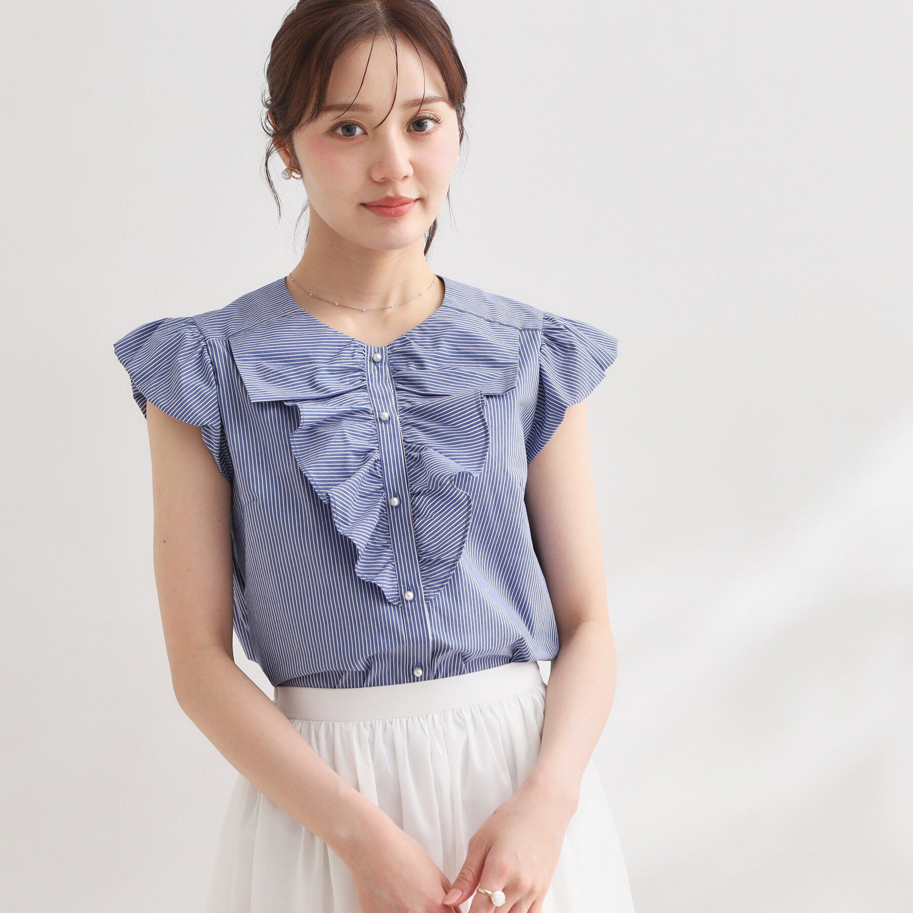 Couture broach「リボンフリルストライプシャツ」|シャツ・ブラウス|