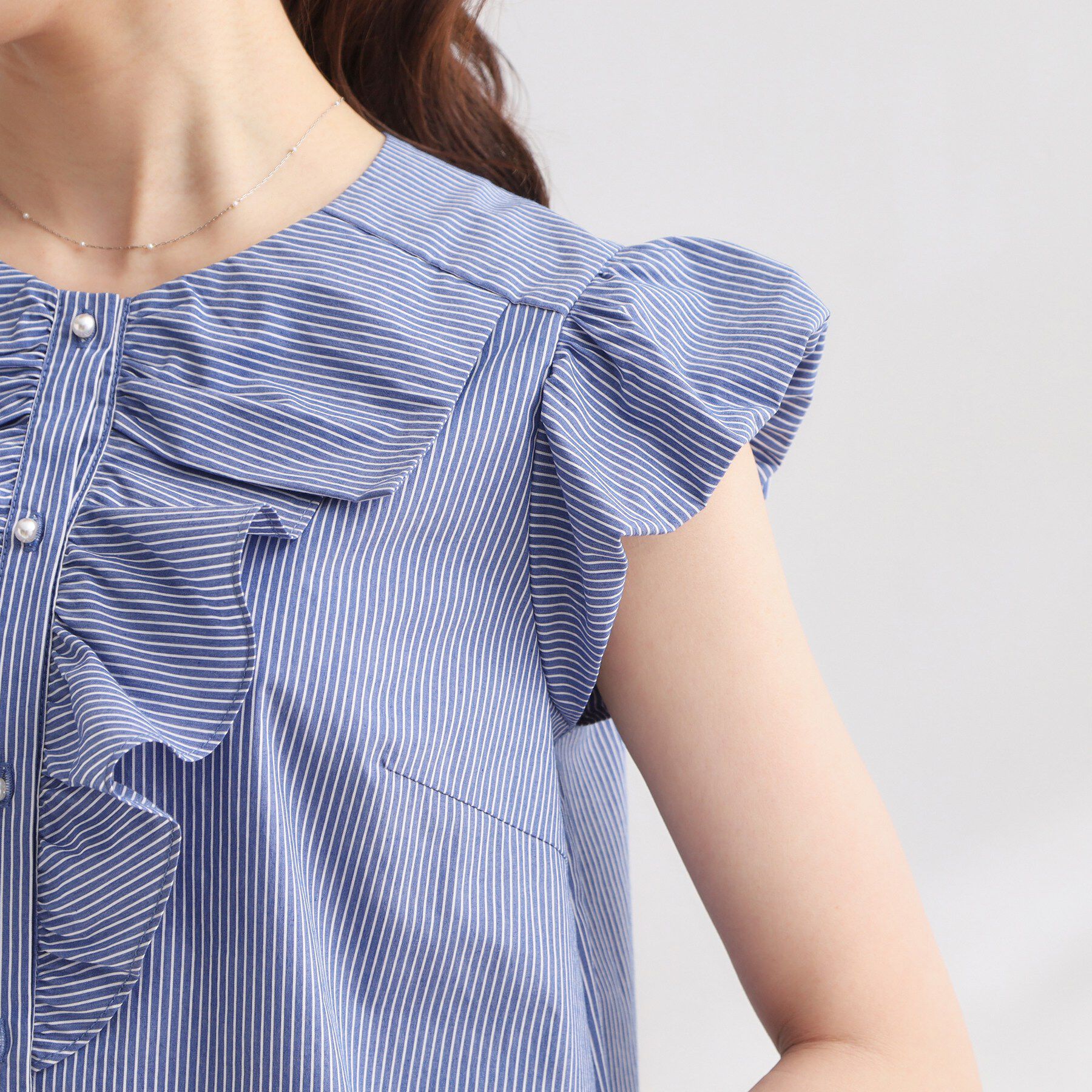 Couture broach「リボンフリルストライプシャツ」|シャツ・ブラウス|