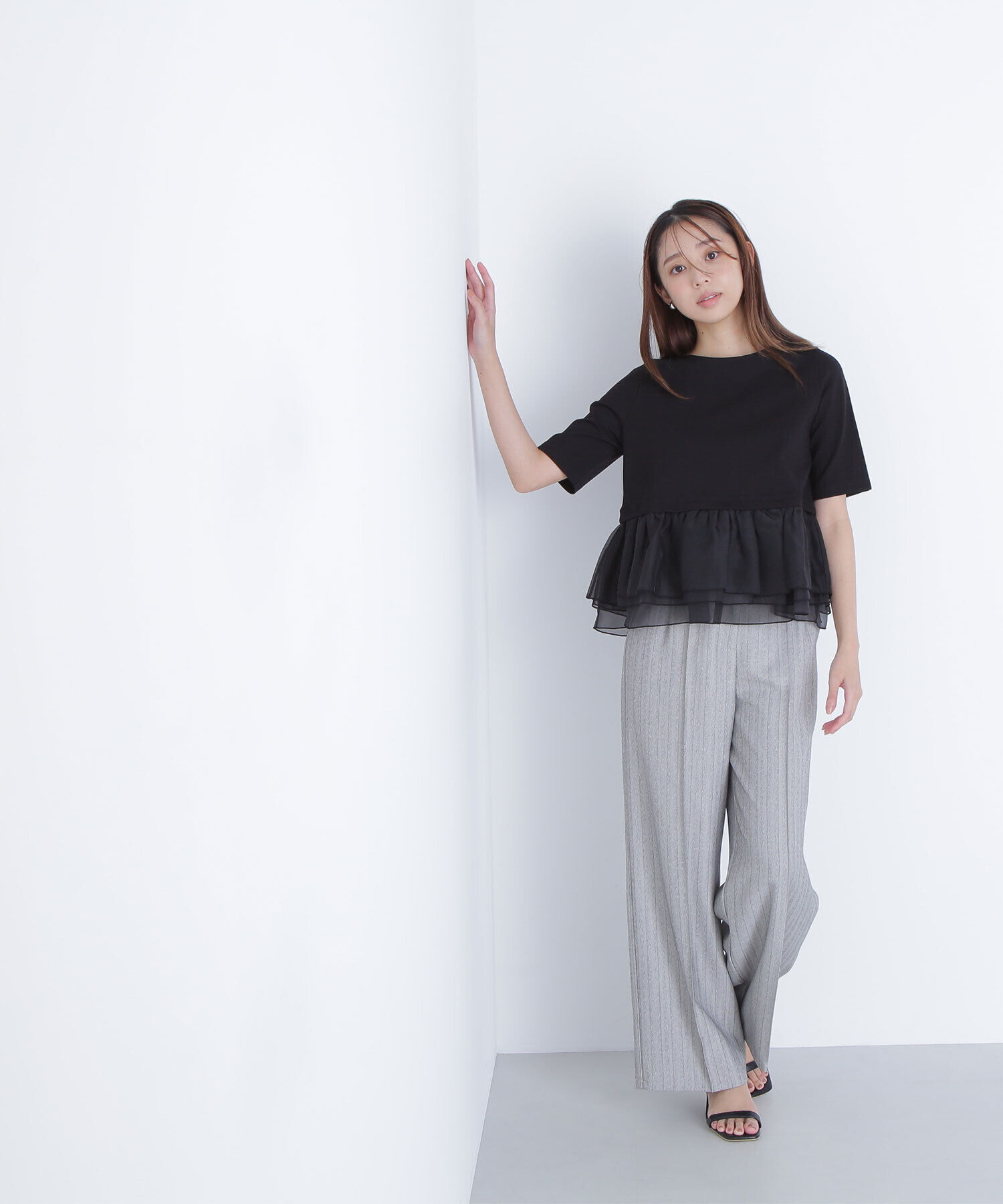 「シフォンドッキングペプラムカットソー」|Tシャツ・カットソー|