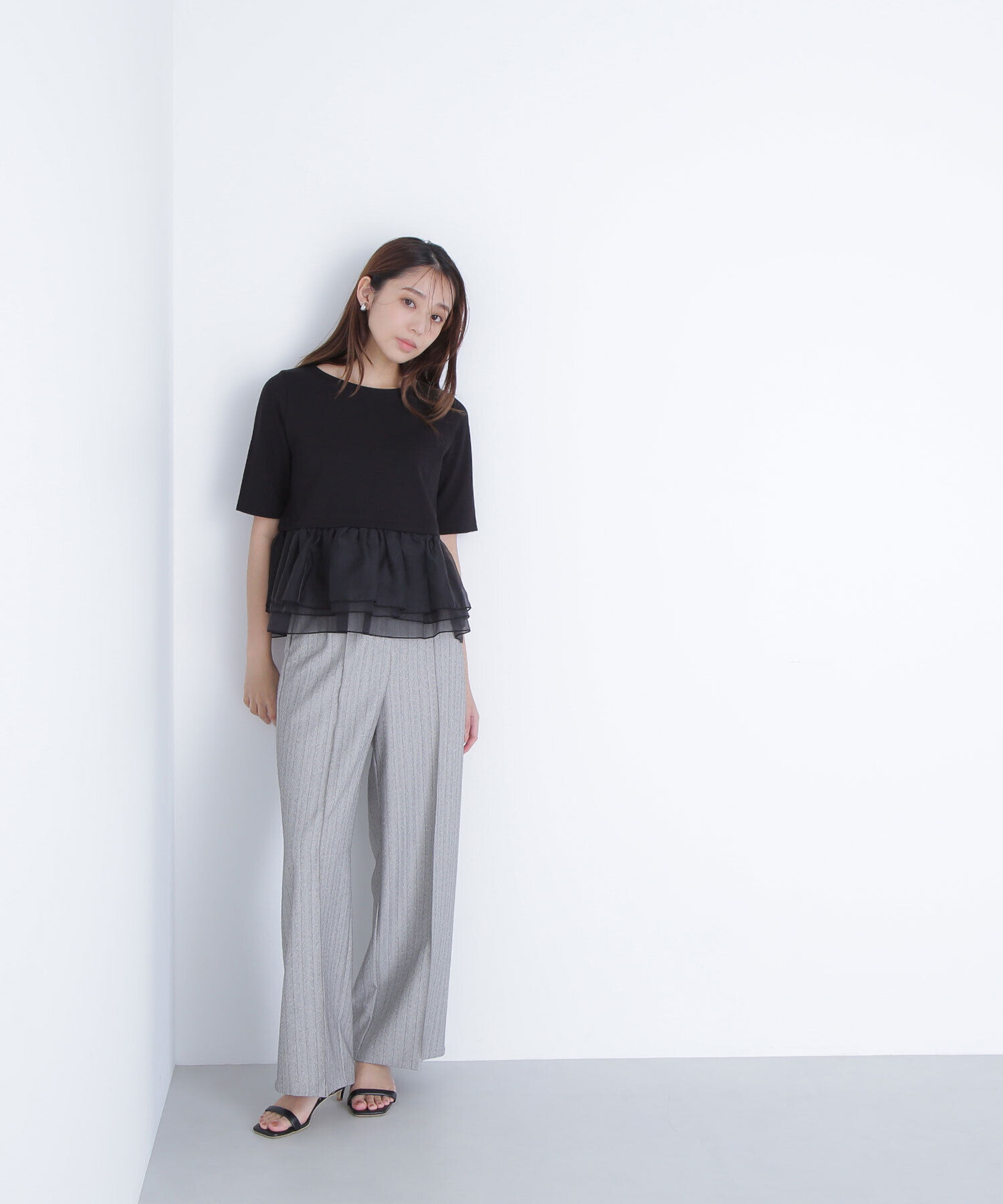  「シフォンドッキングペプラムカットソー」|Tシャツ・カットソー|