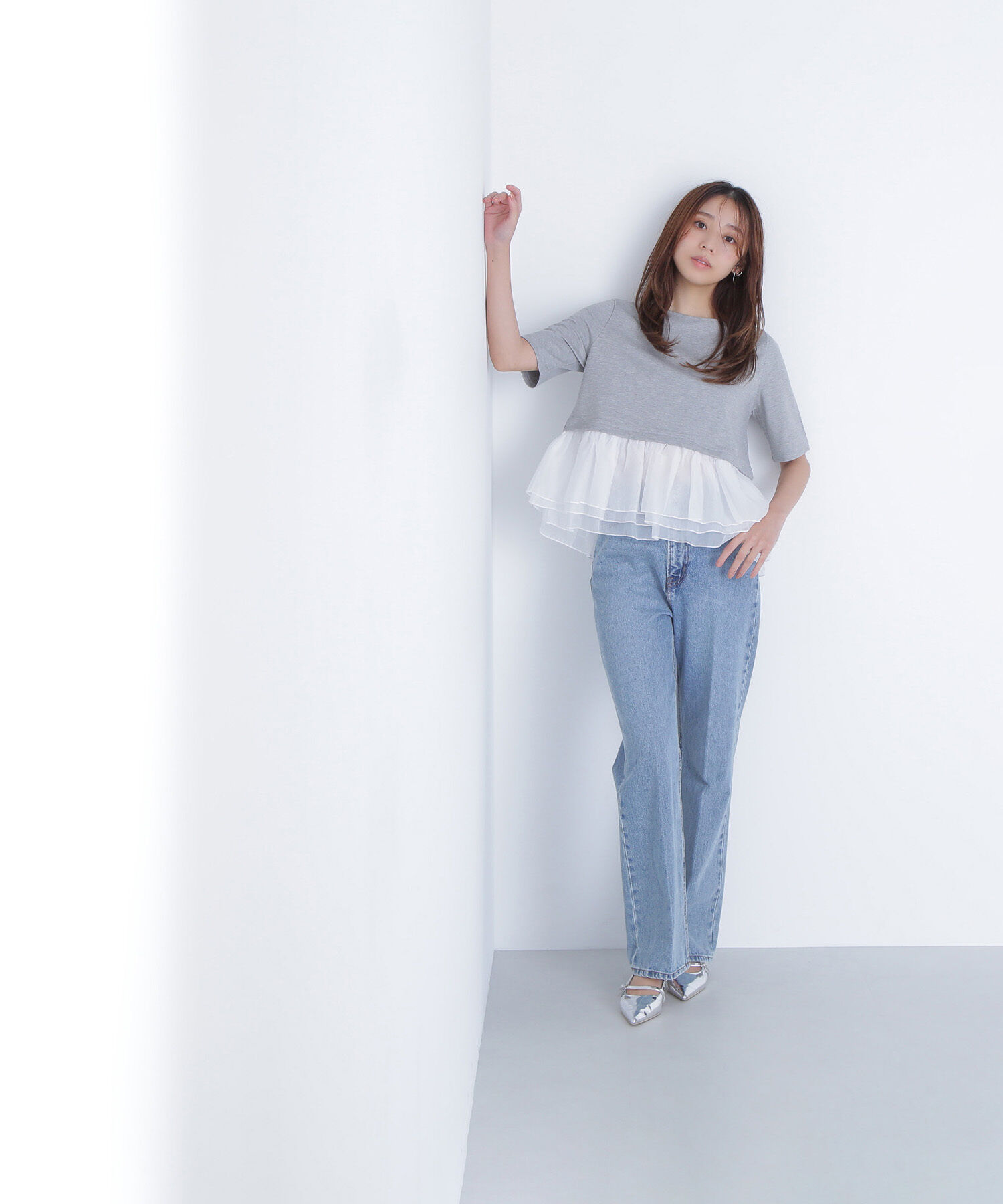  「シフォンドッキングペプラムカットソー」|Tシャツ・カットソー|