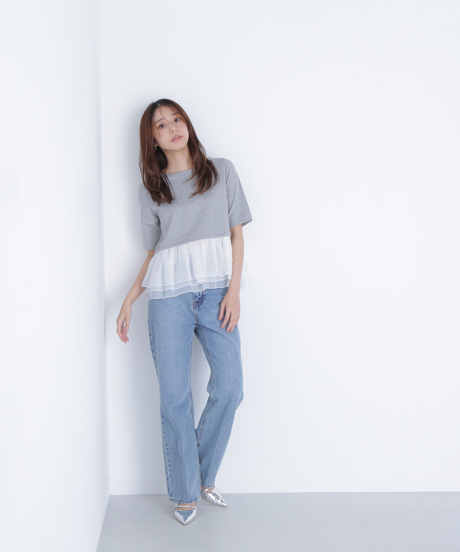  「シフォンドッキングペプラムカットソー」|Tシャツ・カットソー|