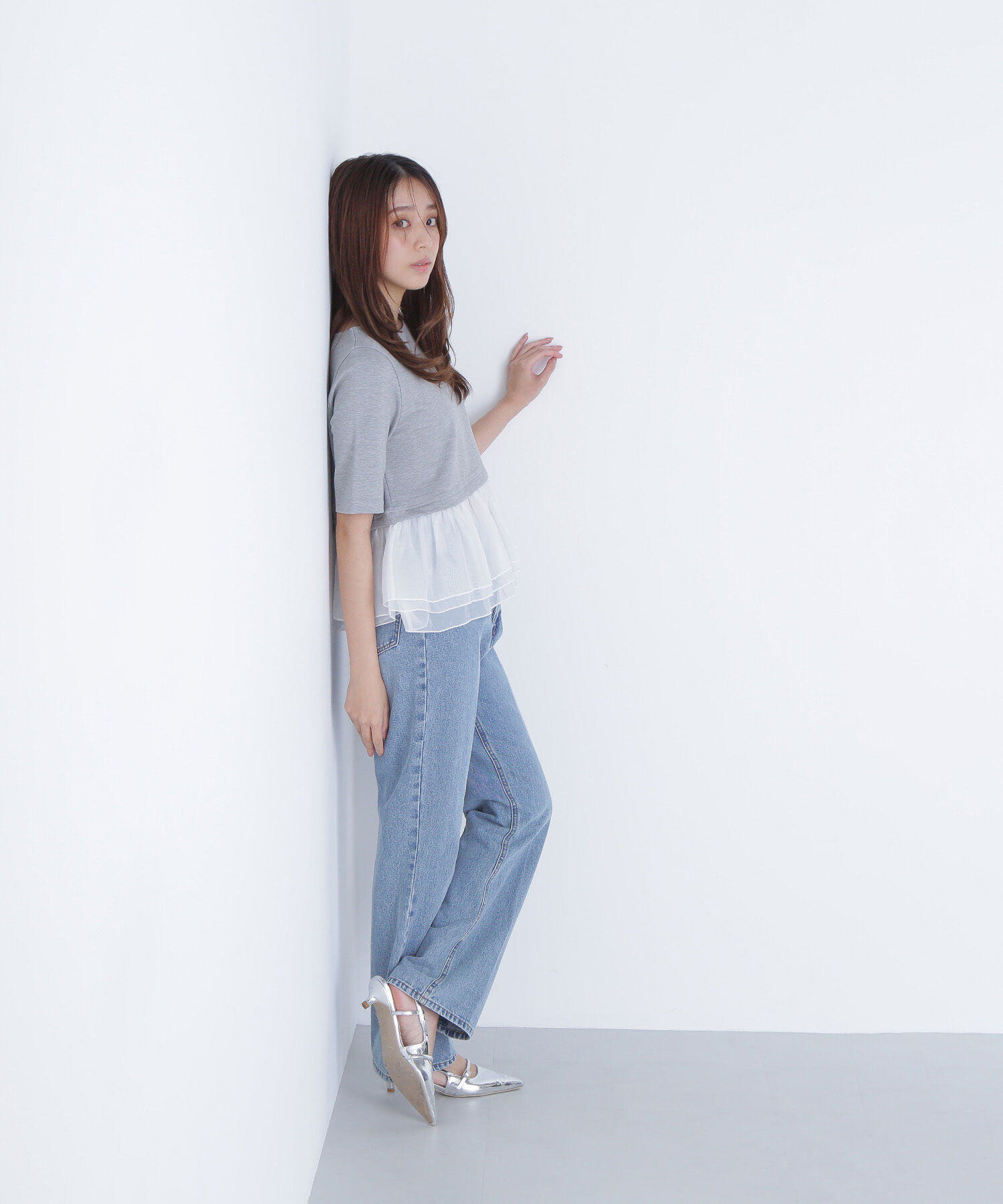  「シフォンドッキングペプラムカットソー」|Tシャツ・カットソー|