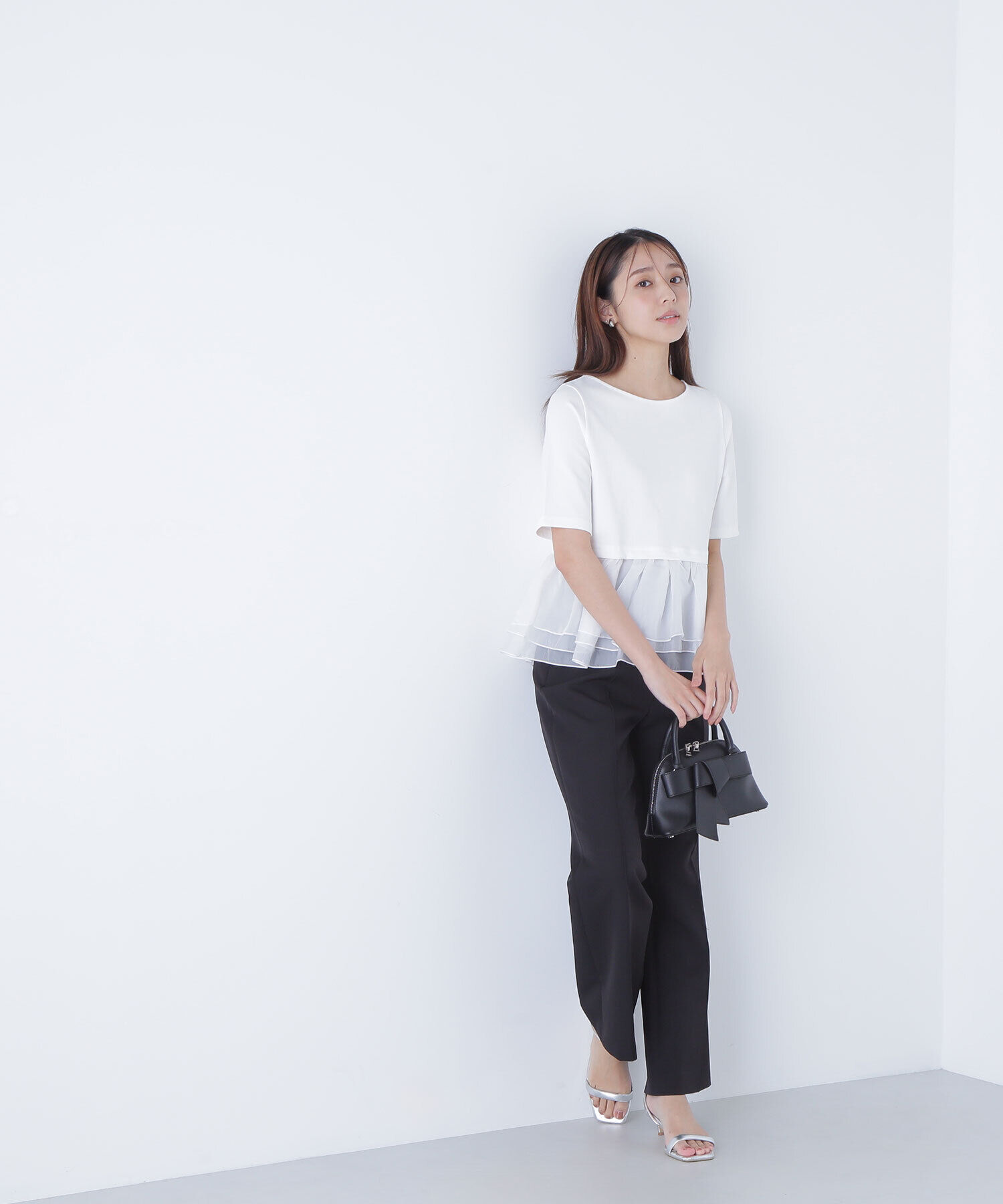  「シフォンドッキングペプラムカットソー」|Tシャツ・カットソー|