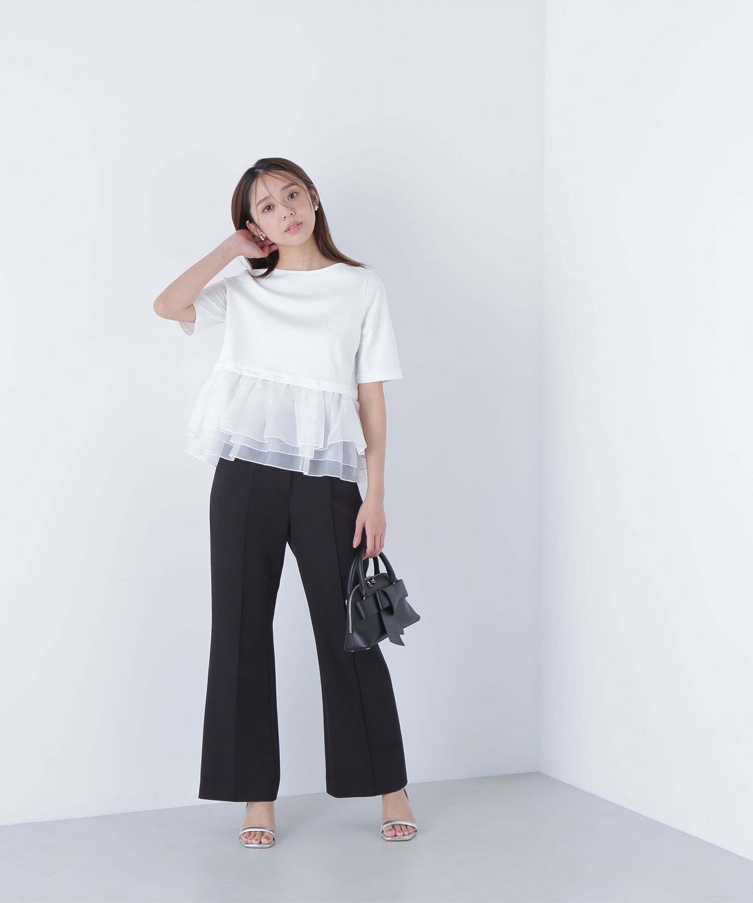  「シフォンドッキングペプラムカットソー」|Tシャツ・カットソー|