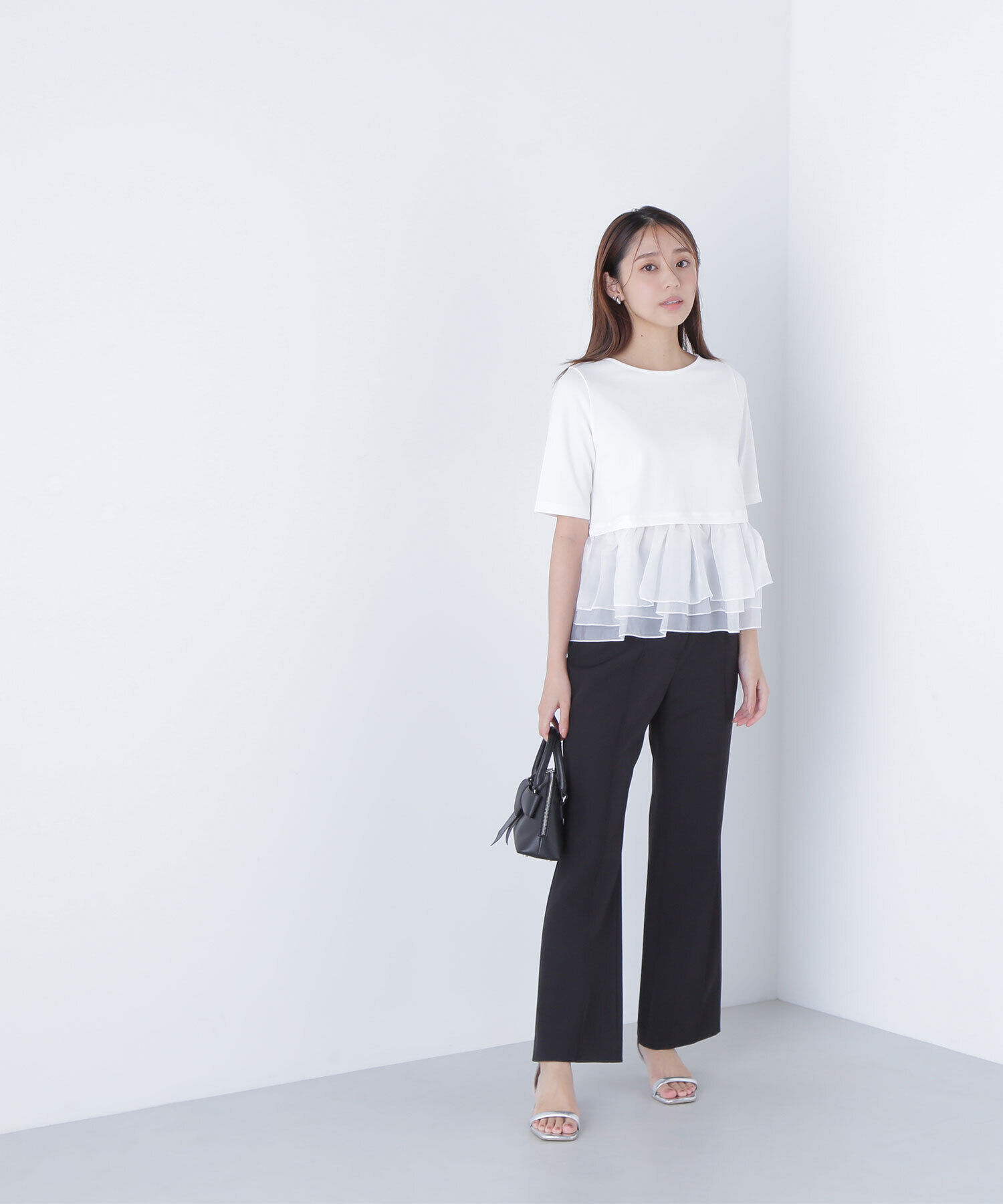  「シフォンドッキングペプラムカットソー」|Tシャツ・カットソー|