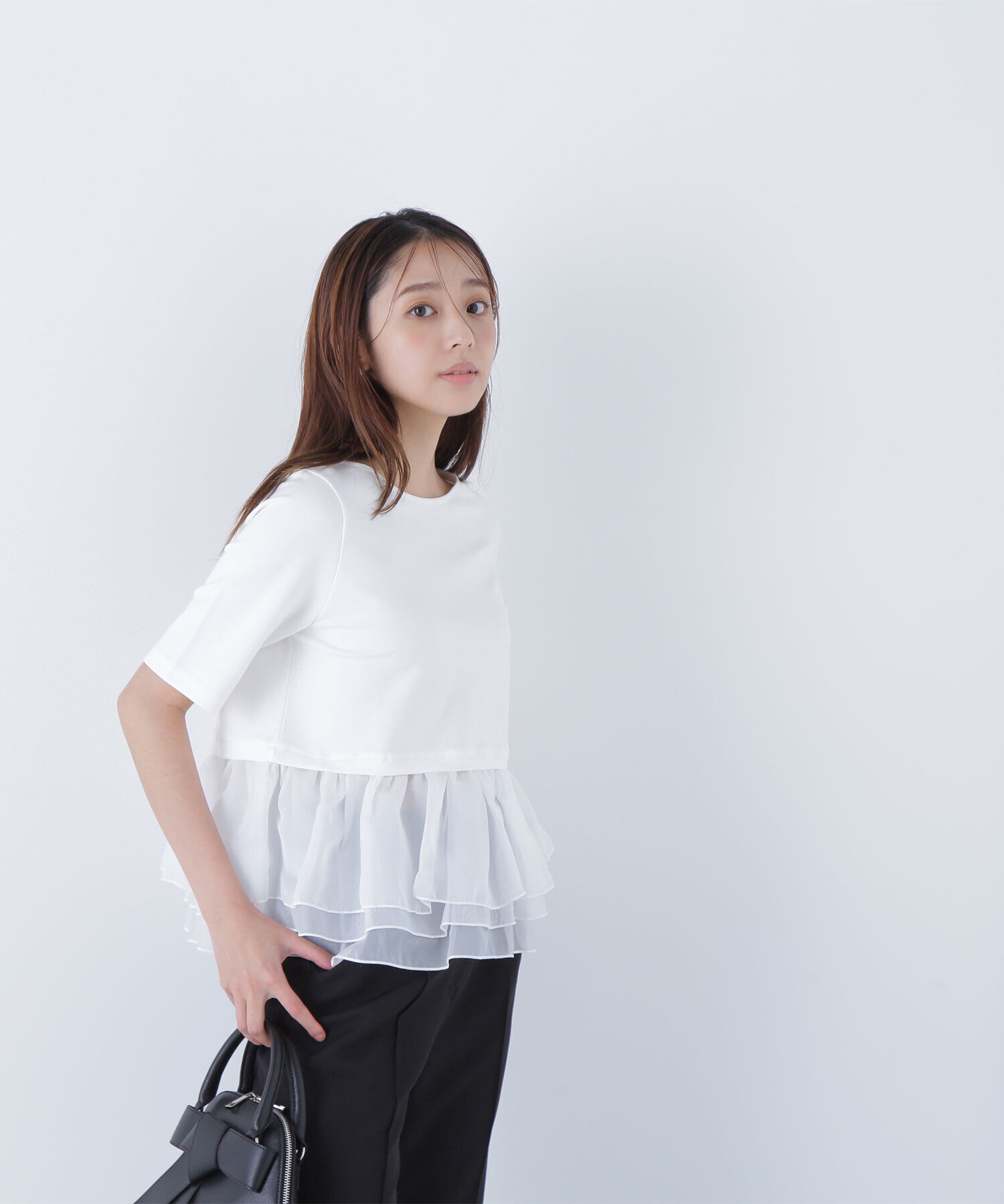  「シフォンドッキングペプラムカットソー」|Tシャツ・カットソー|