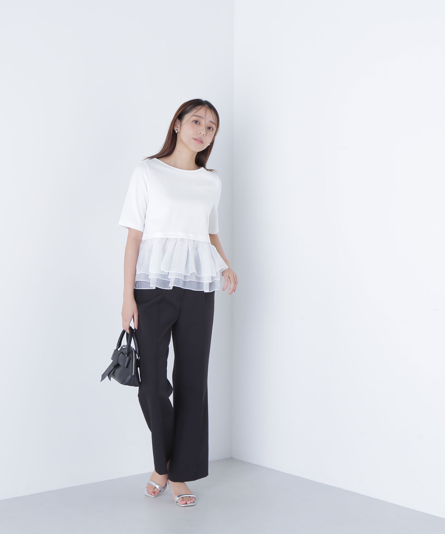  「シフォンドッキングペプラムカットソー」|Tシャツ・カットソー|