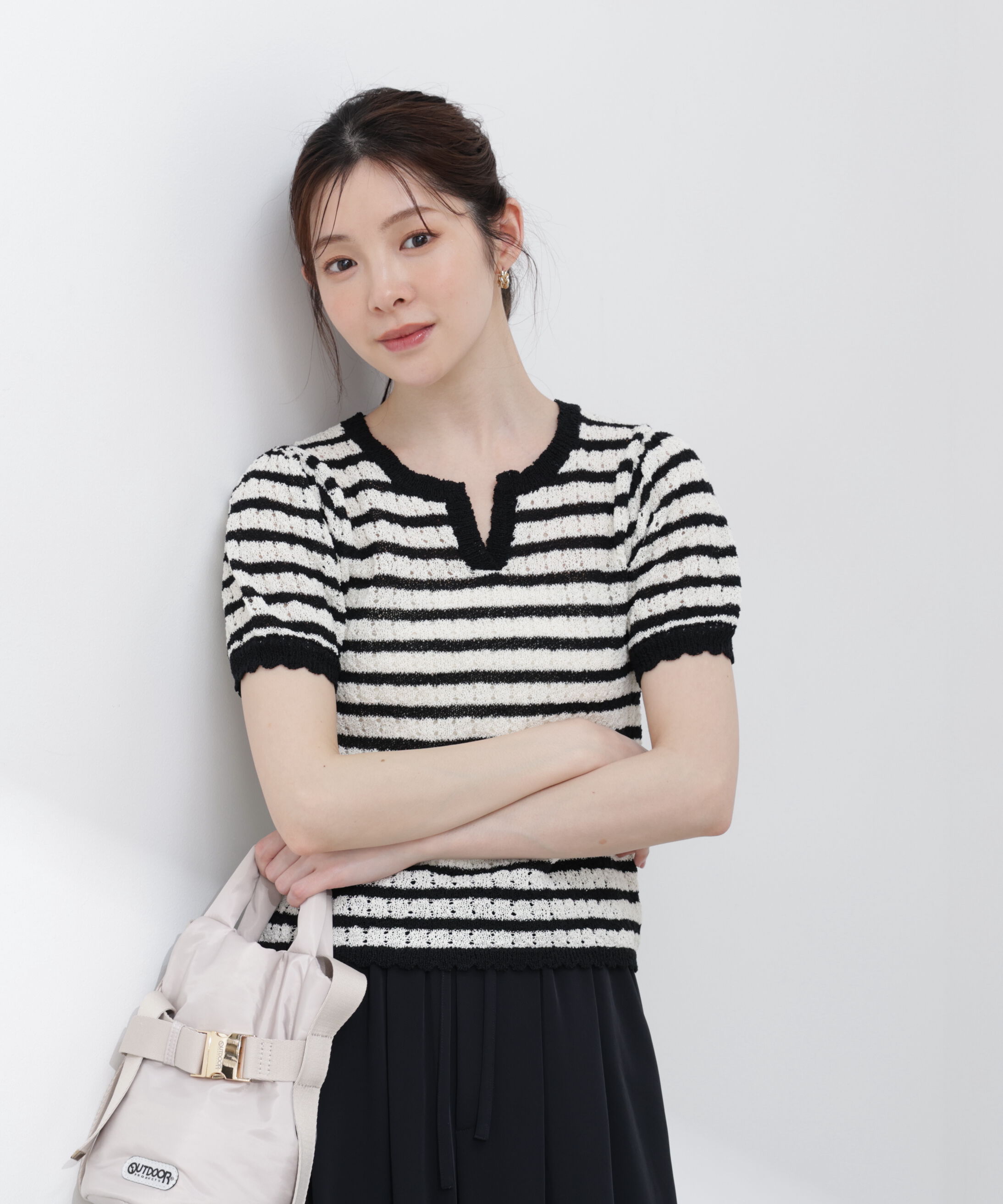 PROPORTION BODY DRESSING「ヘンリーネック透かし編みニット 26SS」|ニット・セーター|