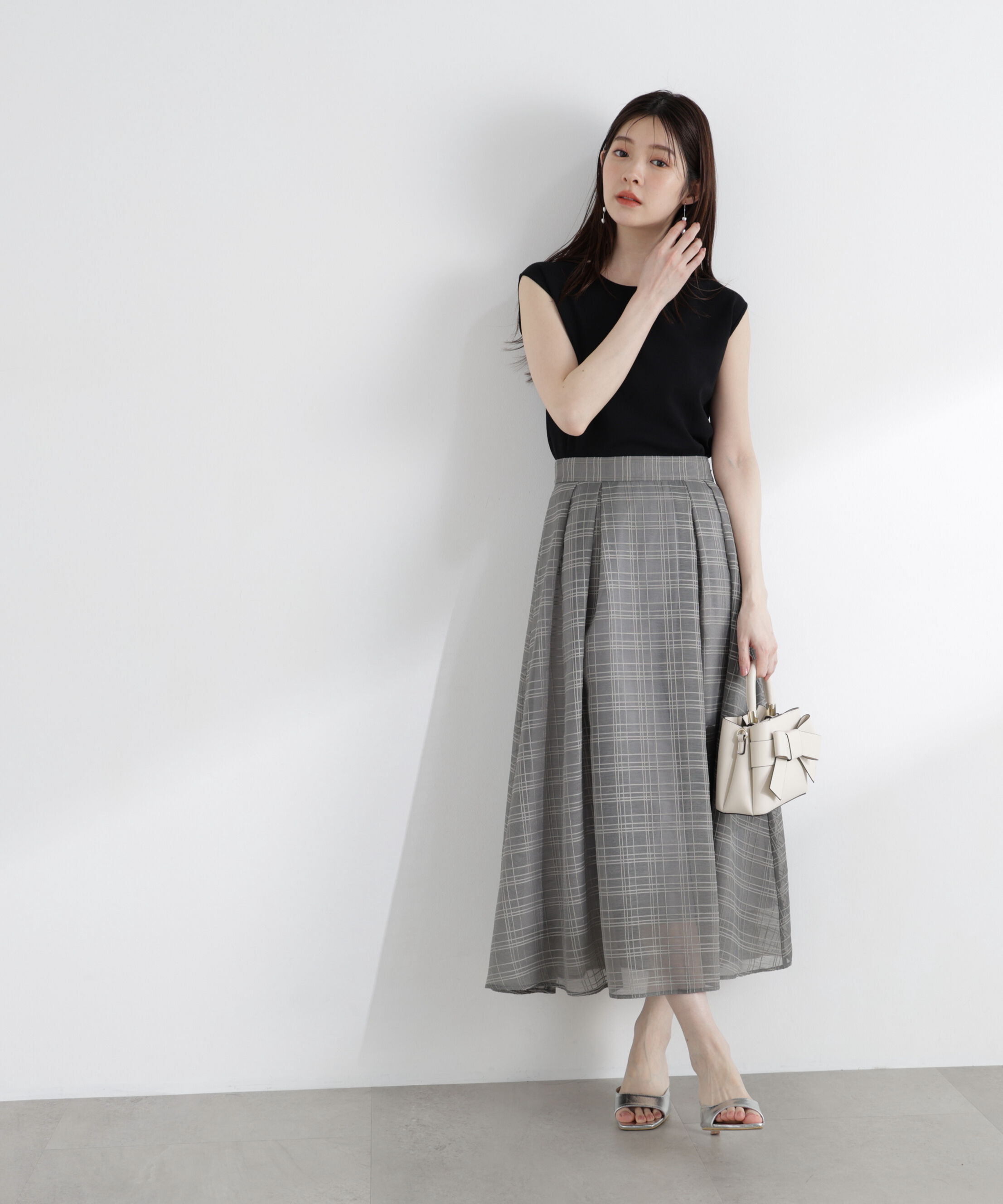 PROPORTION BODY DRESSING「＜中川紅葉さん着用＞シアーチェックタックスカート」|スカート|