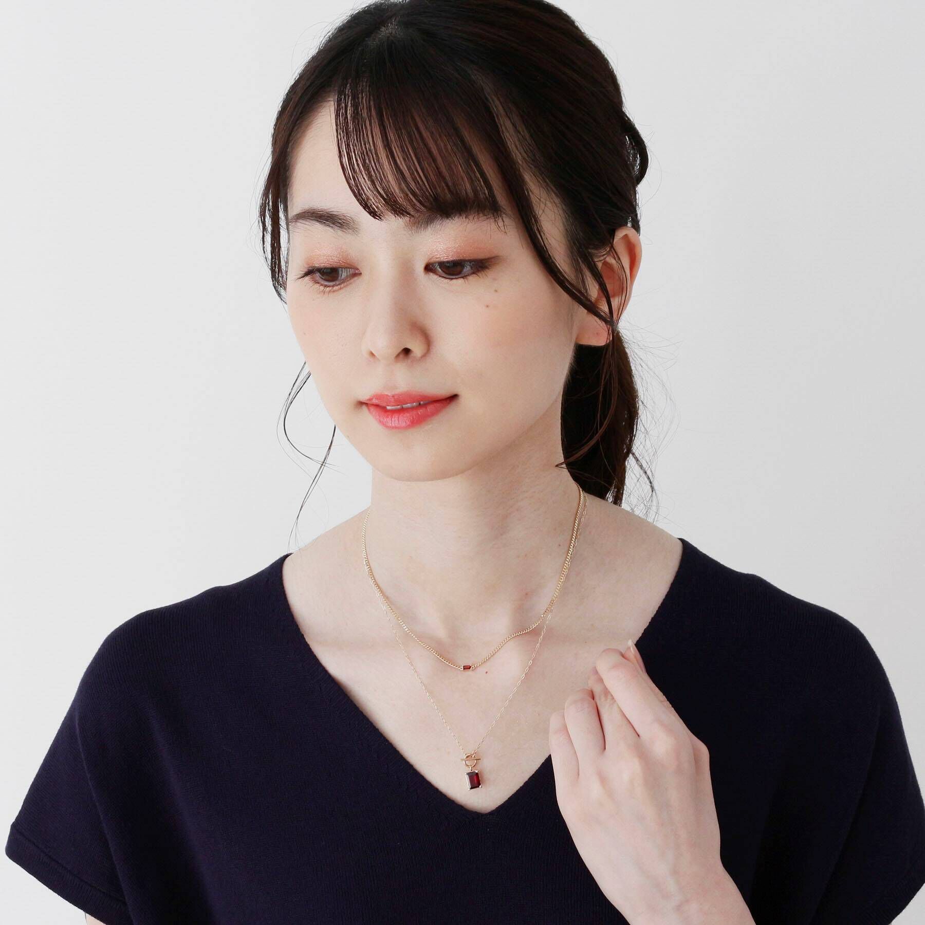 COCOSHNIK「K10カラーストーン（ガーネット）キヘイチェーン ネックレス」|ネックレス|