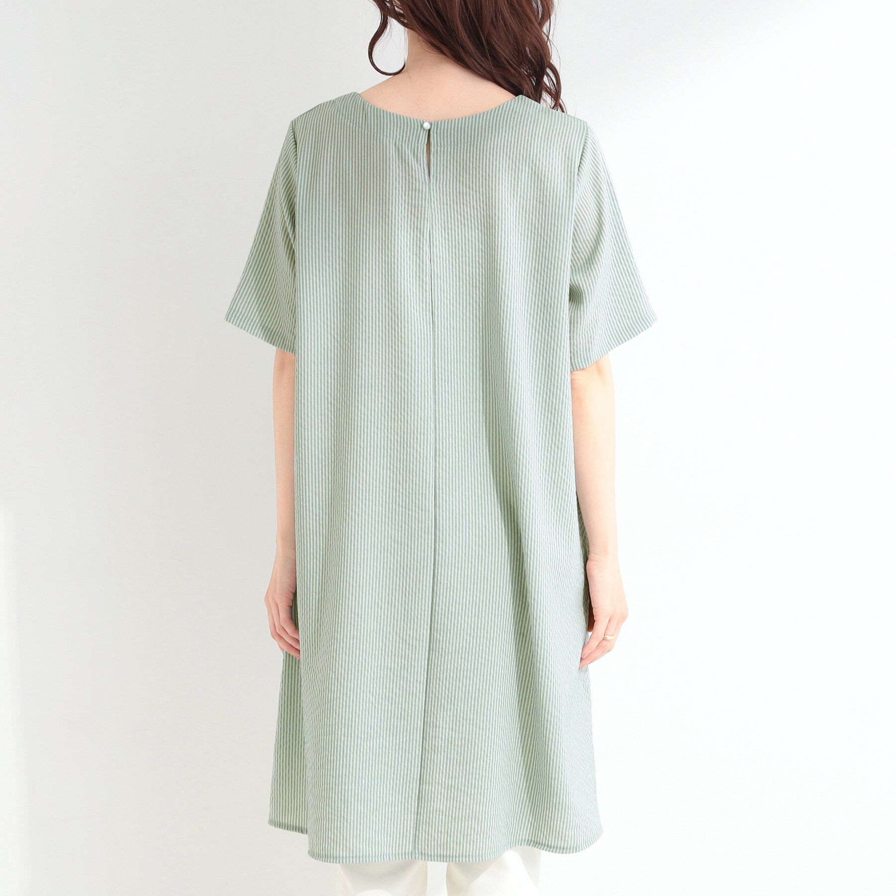 SHOO･LA･RUE「【S-LL】異素材切り替え Aラインワンピース」|チュニック|