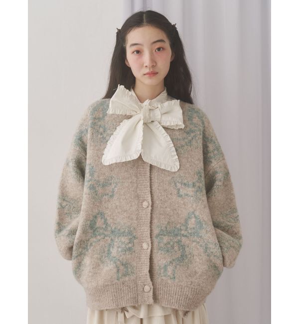 merry jenny「ribbon jacquard knit cardigan」|カーディガン|