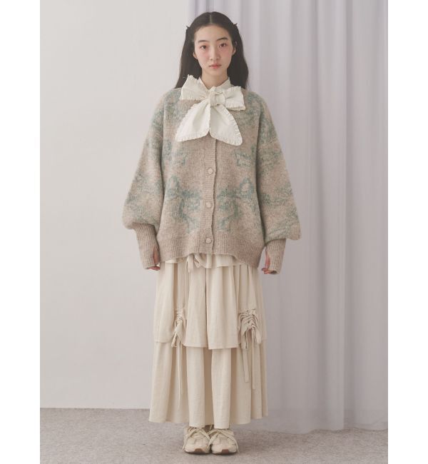 merry jenny「ribbon jacquard knit cardigan」|カーディガン|
