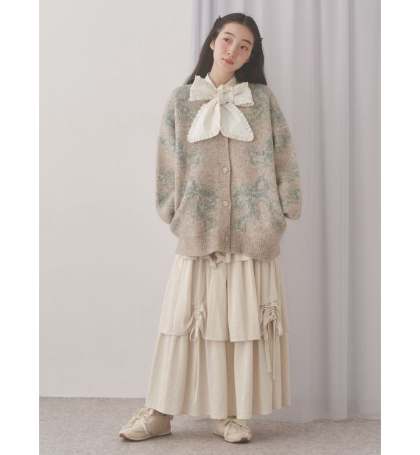 merry jenny「ribbon jacquard knit cardigan」|カーディガン|
