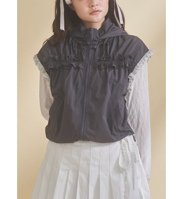 merry jenny「frill nylon jacket」|ダウンベスト・ベスト|チャコールグレー