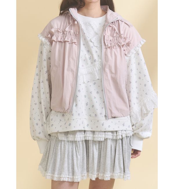 merry jenny「frill nylon jacket」|ダウンベスト・ベスト|ピンク