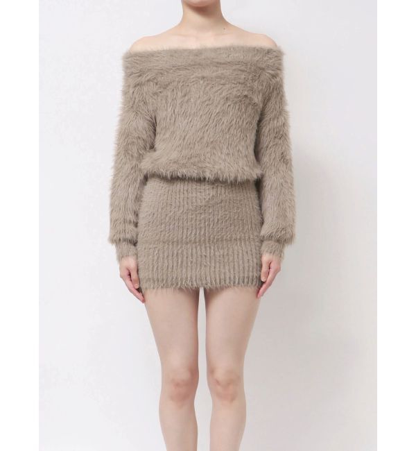 GYDA「オフショルデザインシャギーニットワンピース」|ワンピース|