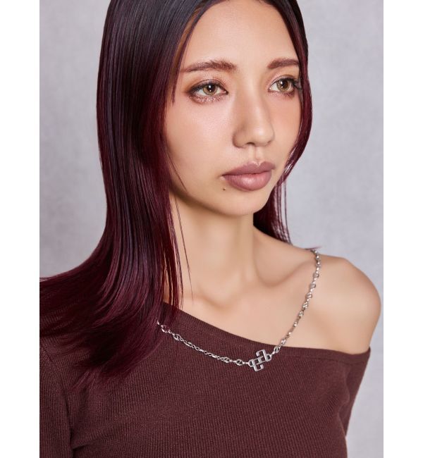 GYDA「GG CHAIN LEFT OPEN LONGニットワンピース」|ワンピース|